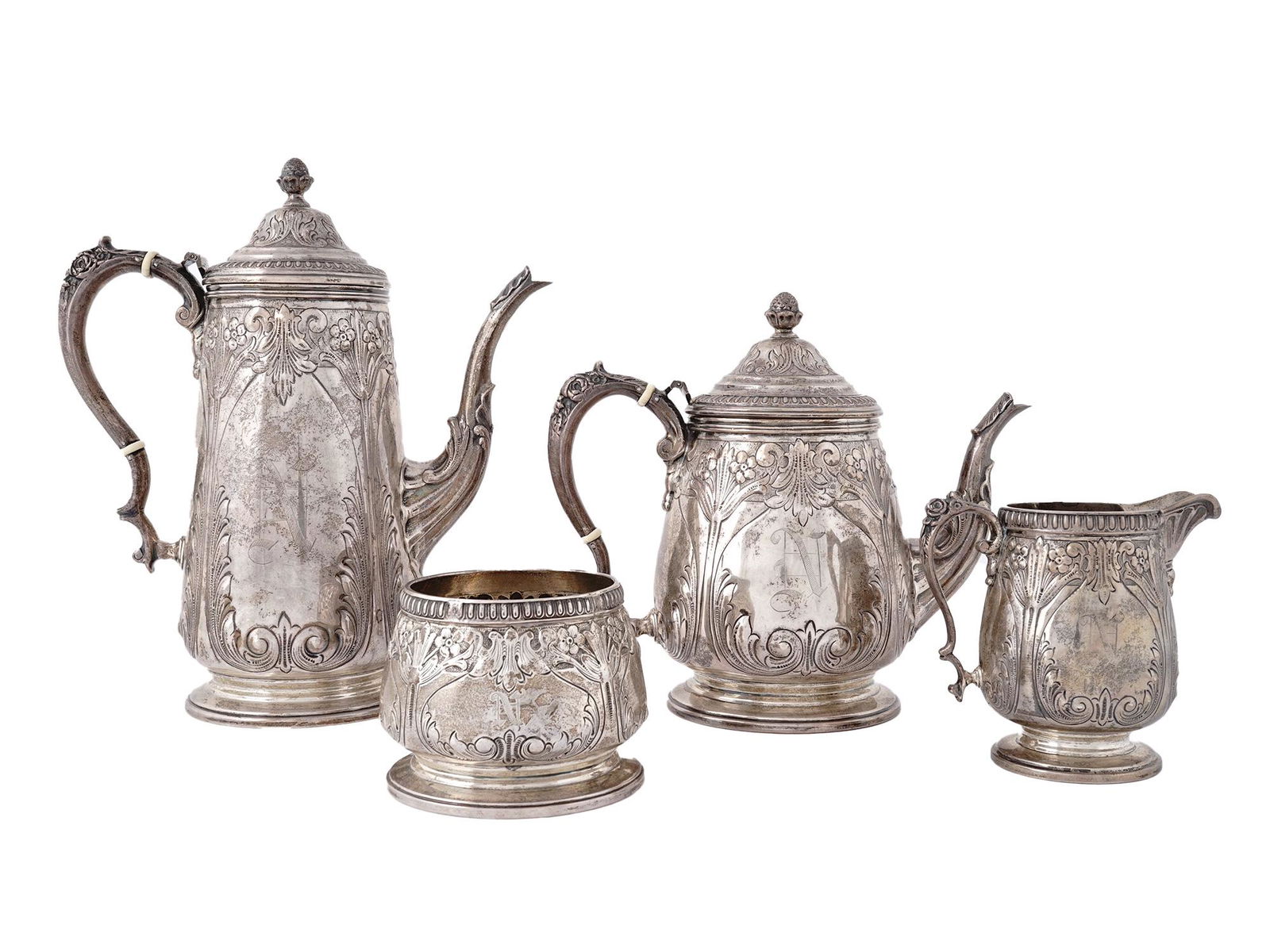 ANTIQUE 19TH C AMERICAN STERLING SILVER TEA SET (1 of 4)