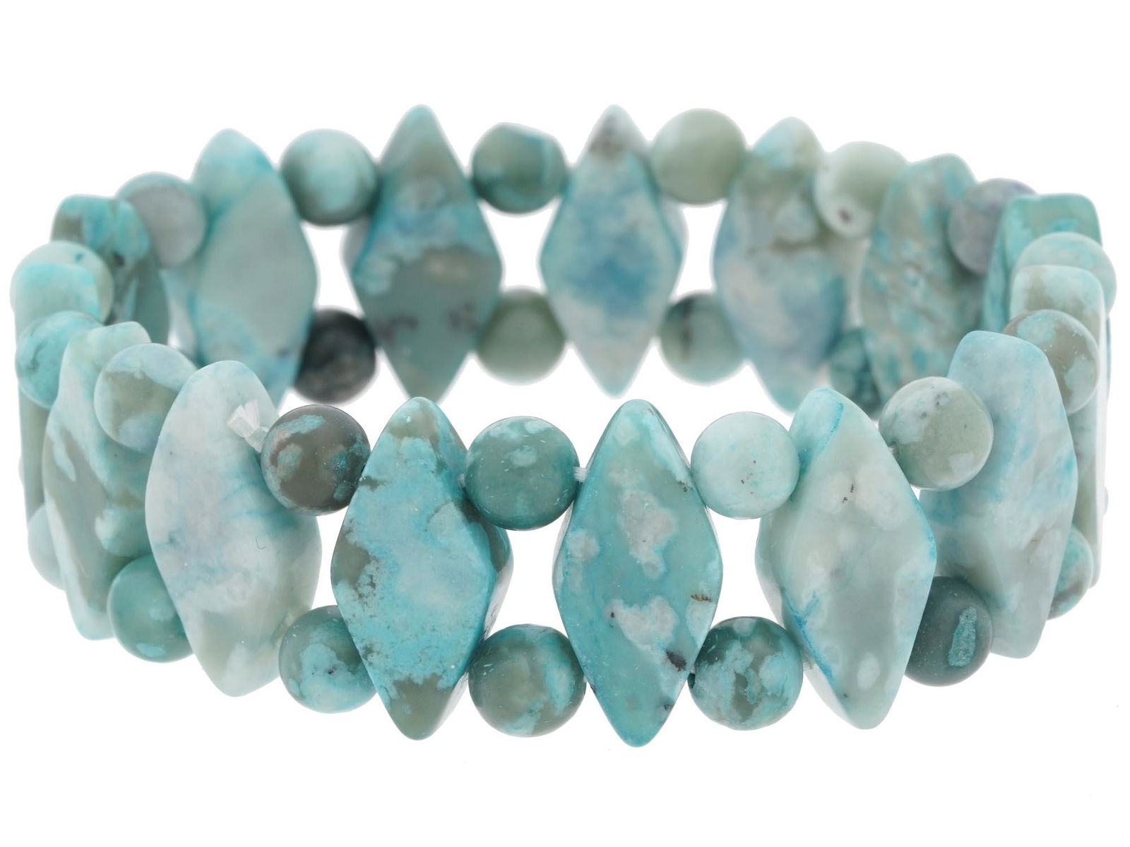 VINTAGE TURQUOISE BEADED ELASTIC BAND BRACELET (1 of 3)