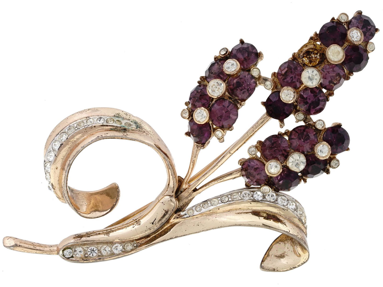 VINTAGE 1940S CORO CRAFT STERLING FLORAL BROOCH (1 of 4)