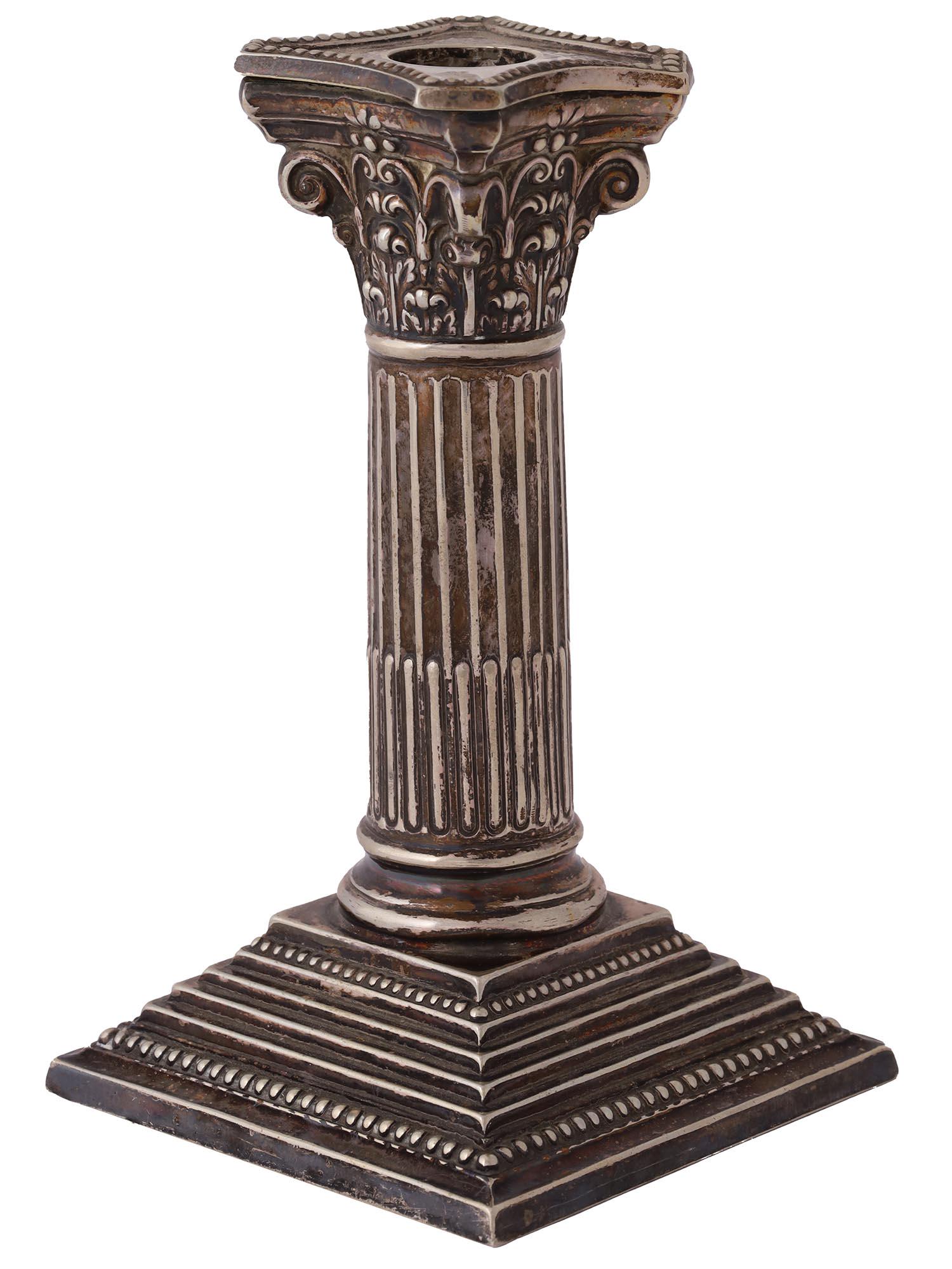 WALKER AND HALL SILVER PLATED COLUMN CANDLESTICK (1 of 4)