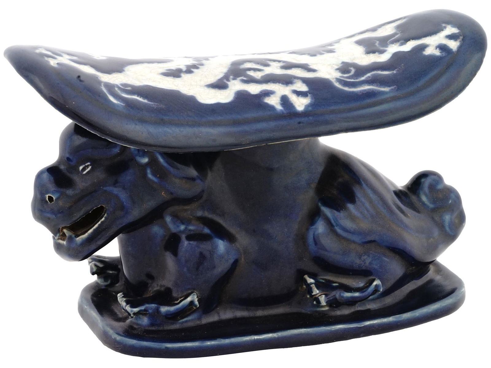 ANTIQUE CHINESE FOO DOG GLAZE CERAMIC HEAD PILLOW (1 of 7)