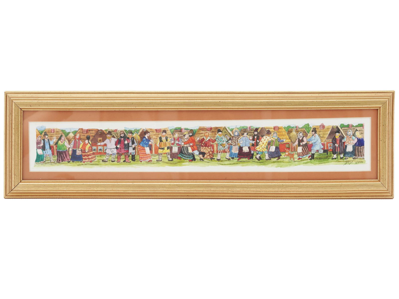 2000 RUSSIAN PEASANTS WATERCOLOR PAINTING SIGNED (1 of 7)