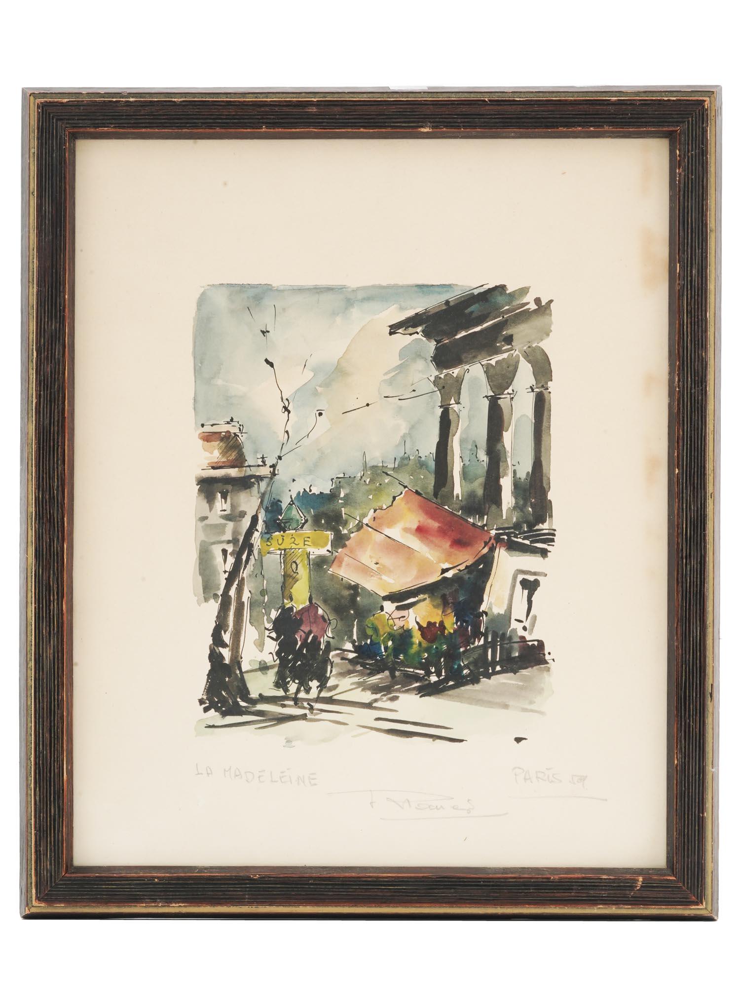 MID CENT VIEW OF PARIS WATERCOLOR PAINTING SIGNED (1 of 8)