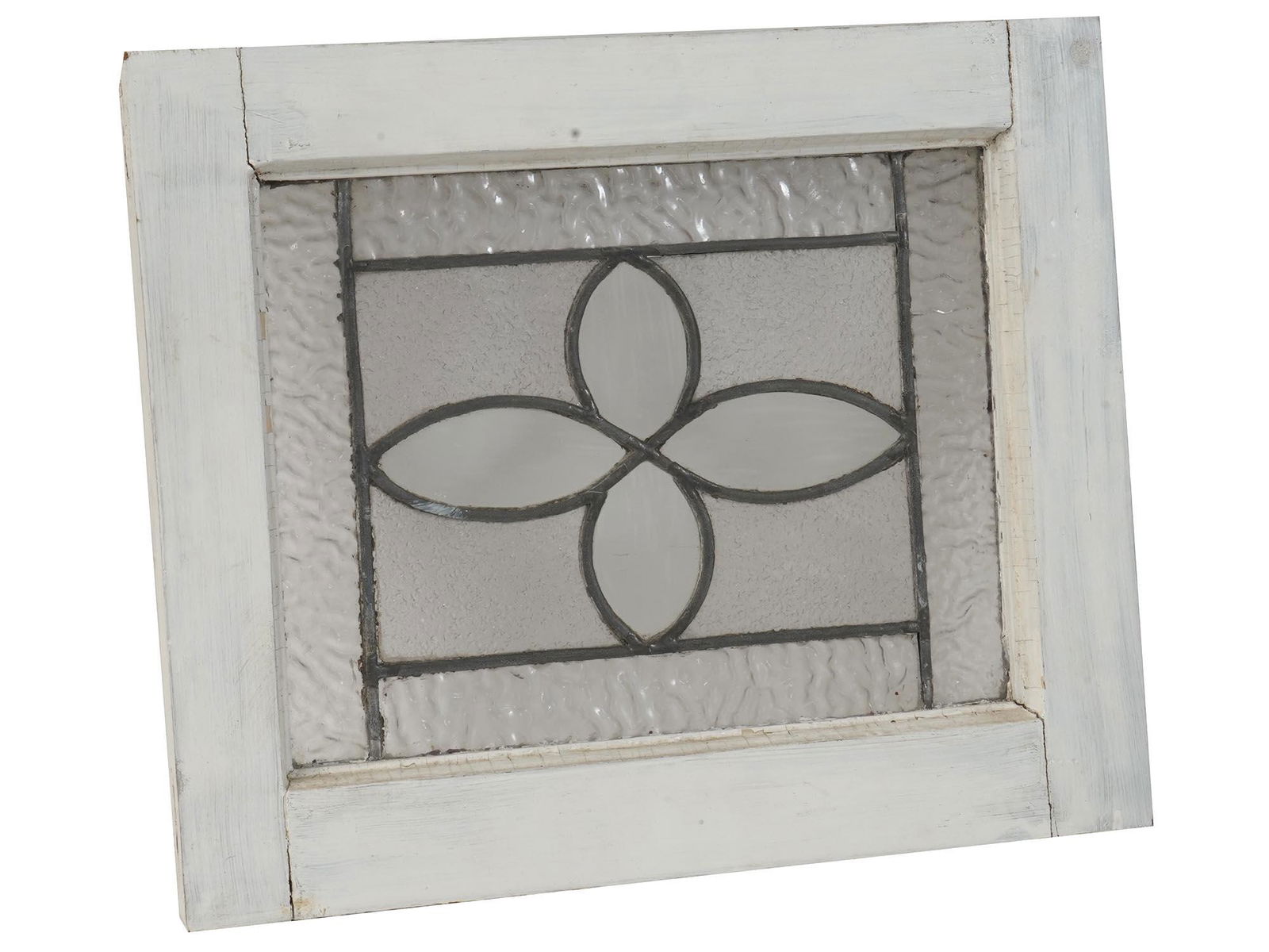 TRANSPARENT QUATREFOIL STAINED GLASS WINDOW PANEL (1 of 3)