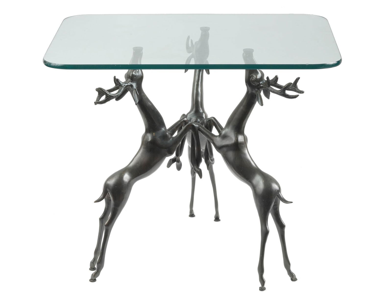 1960S GLASS TOP COFFEE TABLE ON BRONZE DEER STAND (1 of 4)