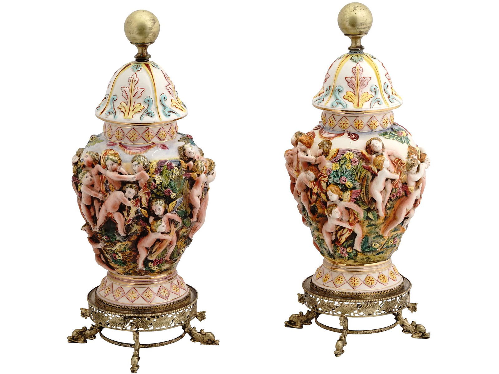 ITALIAN CAPODIMONTE PORCELAIN SCULPTED VASES (1 of 3)