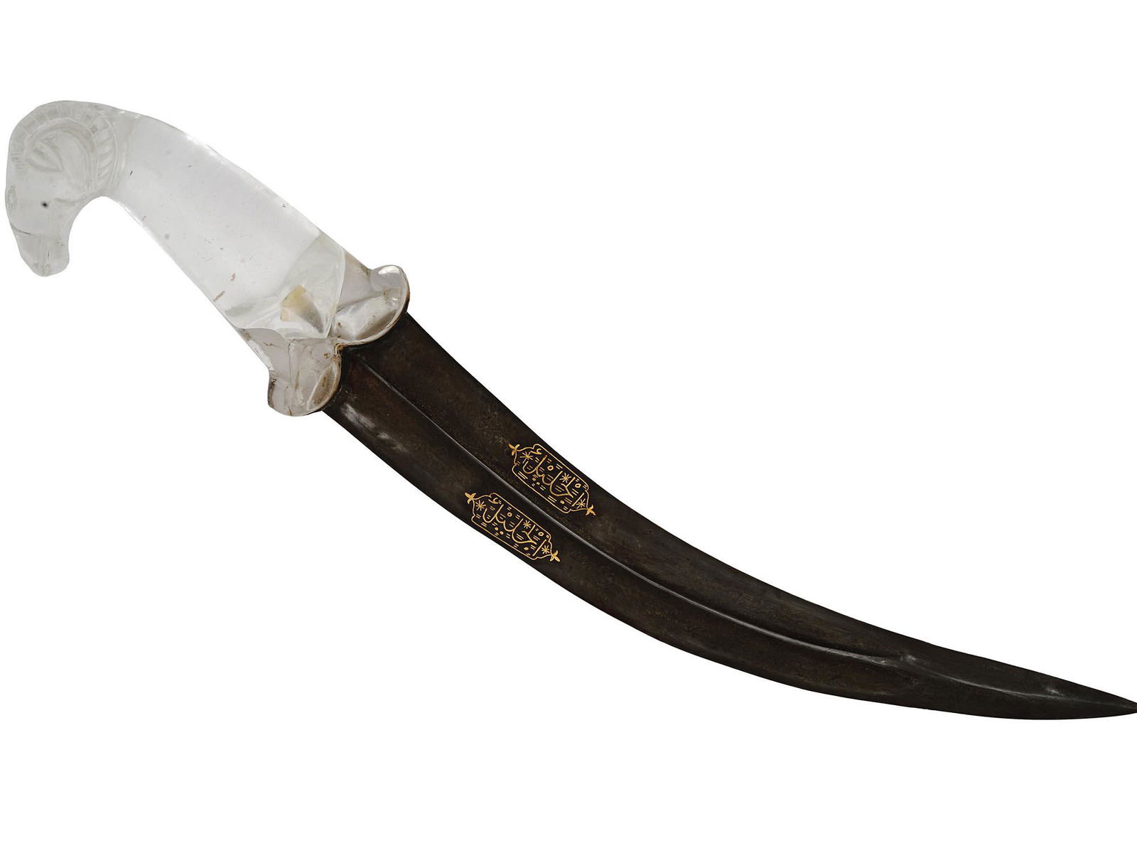 ANTIQUE INDO PERSIAN DAGGER W CRYSTAL ROCK HANDLE (1 of 4)