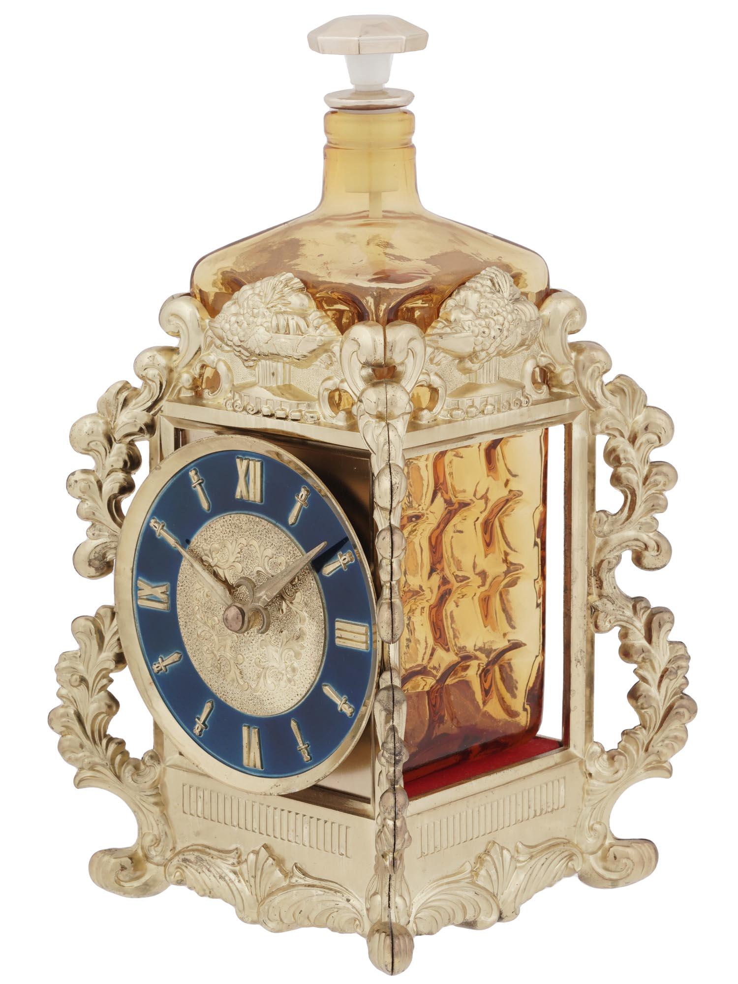 VINTAGE PERFUME BOTTLE WITH GILT CLOCKWORK STAND (1 of 8)