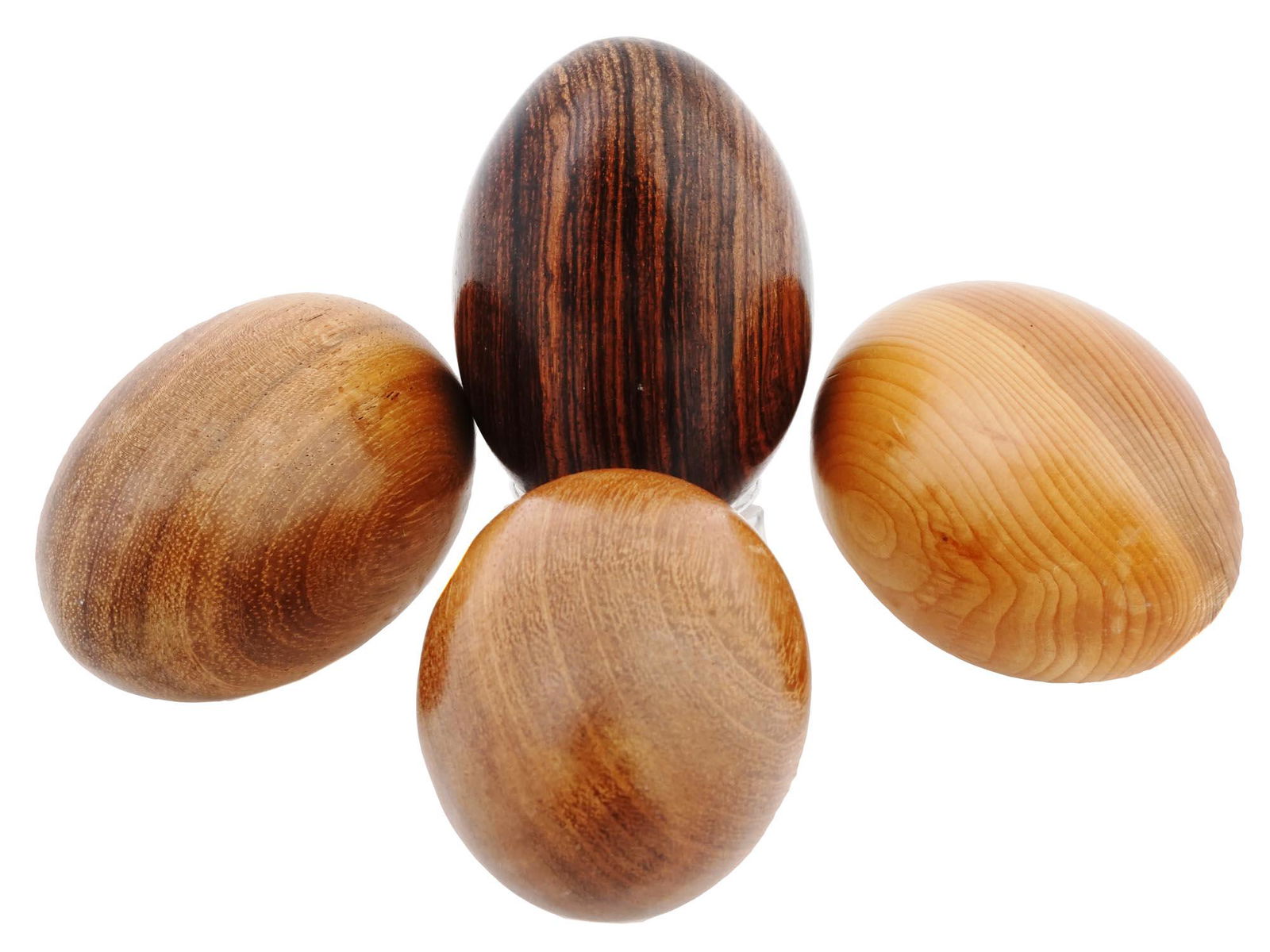 COLLECTION OF HAND CARVED ROSE WOODEN DECOR EGGS (1 of 6)