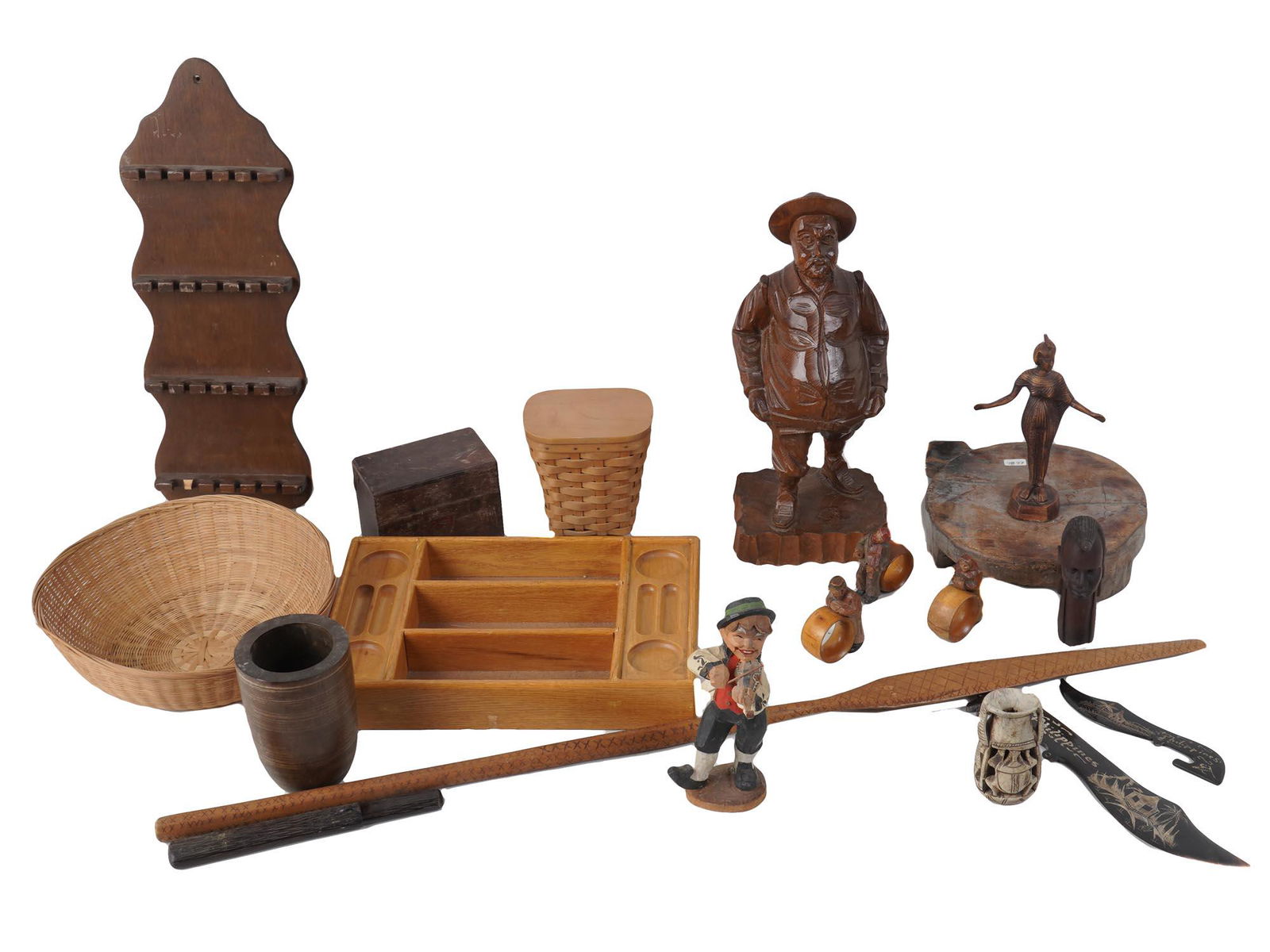 COLLECTION OF ETHNIC FOLK HAND CARVED WOOD WARES (1 of 12)