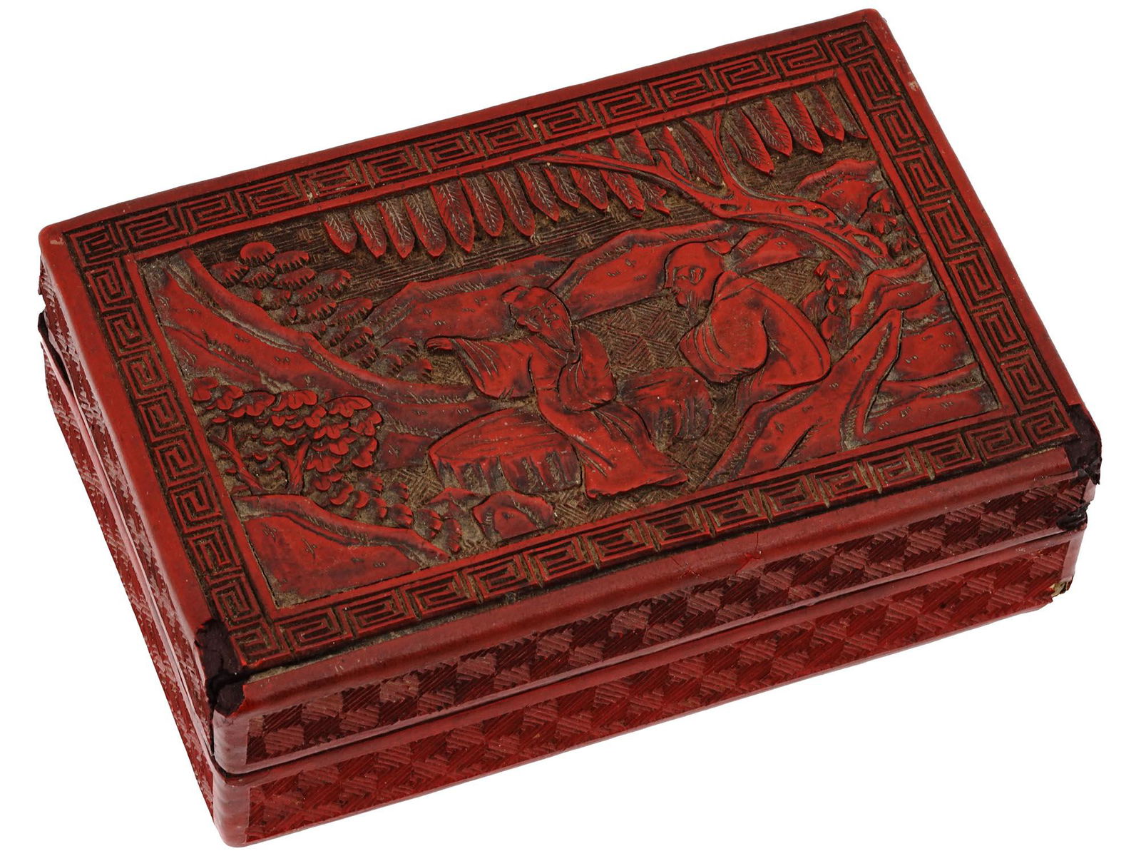 ANTIQUE CHINESE QING DYNASTY CINNABAR LIDDED BOX (1 of 9)