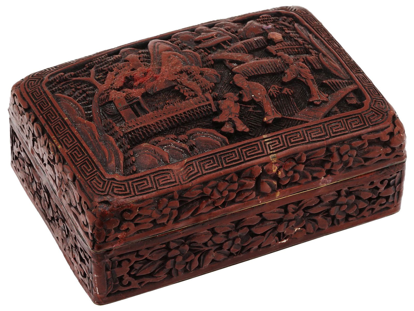 ANTIQUE CHINESE CINNABAR LACQUER LIDDED BOX (1 of 6)