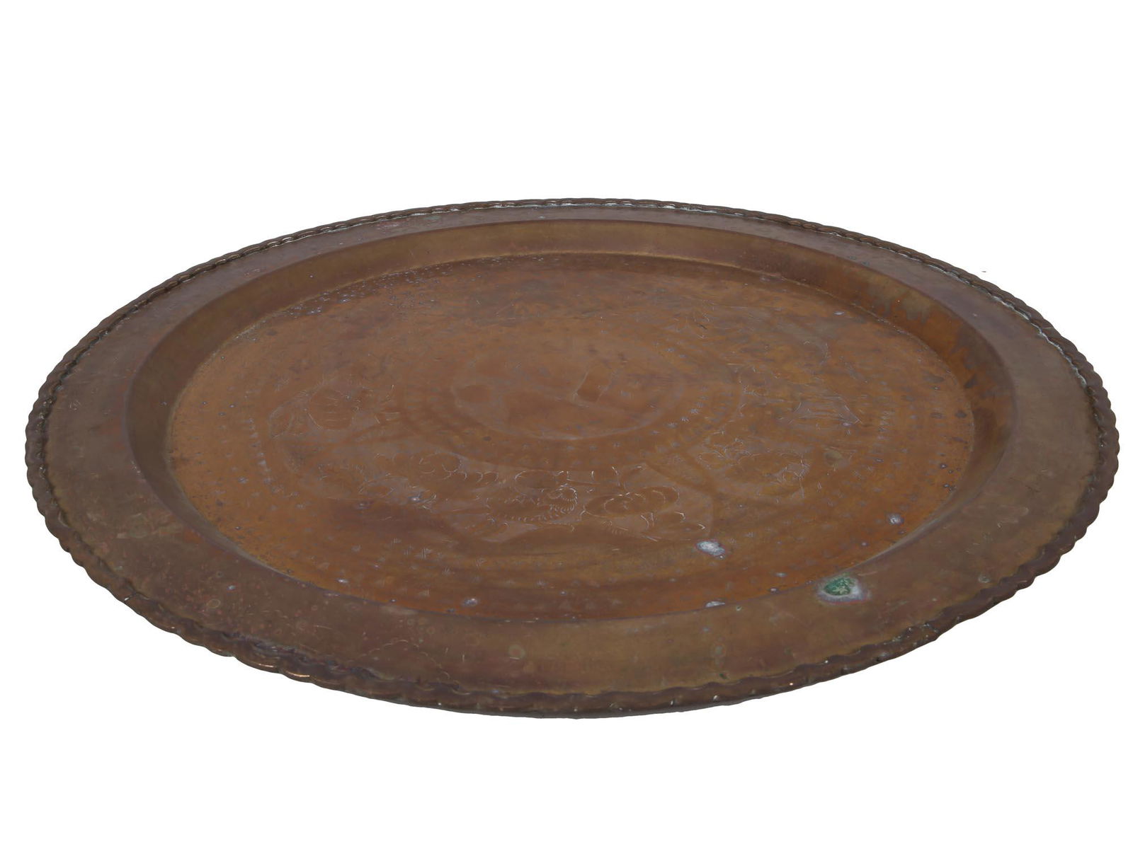 VINTAGE MID CENTURY CHINESE ETCHED BRASS TRAY (1 of 9)