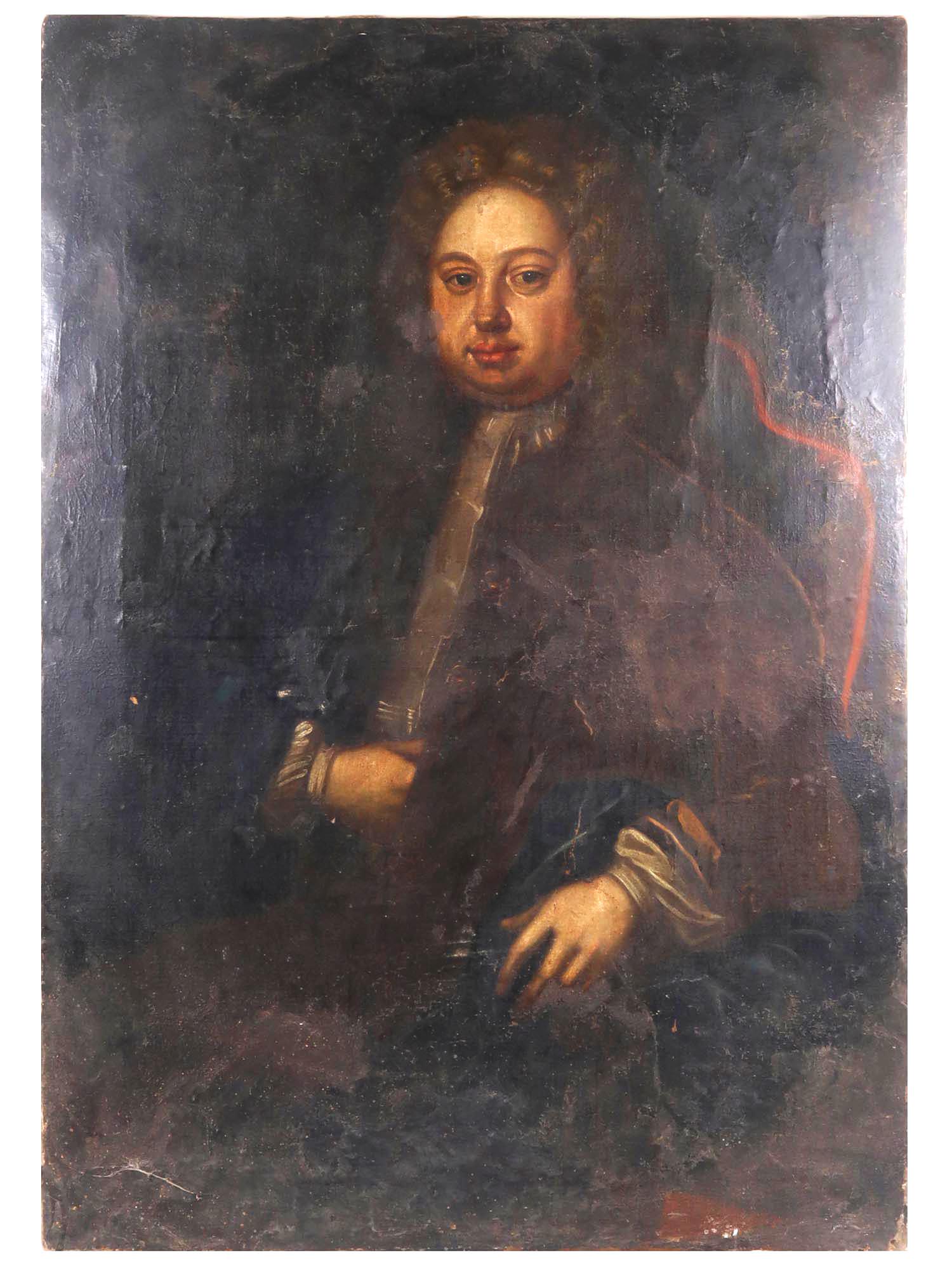 ANTIQUE 18TH C FRENCH MALE PORTRAIT OIL PAINTING (1 of 3)