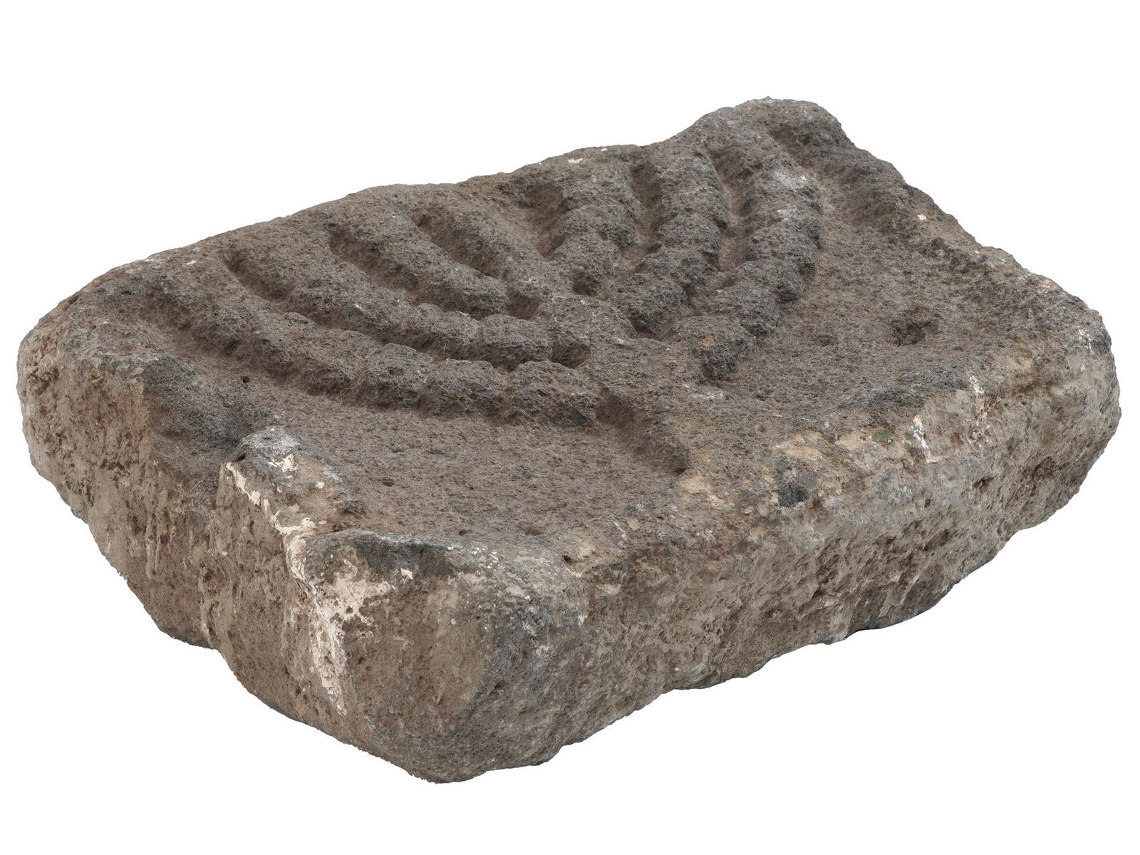 ANCIENT JUDAICA MENORA BASALT STONE RELIEF WARE (1 of 4)
