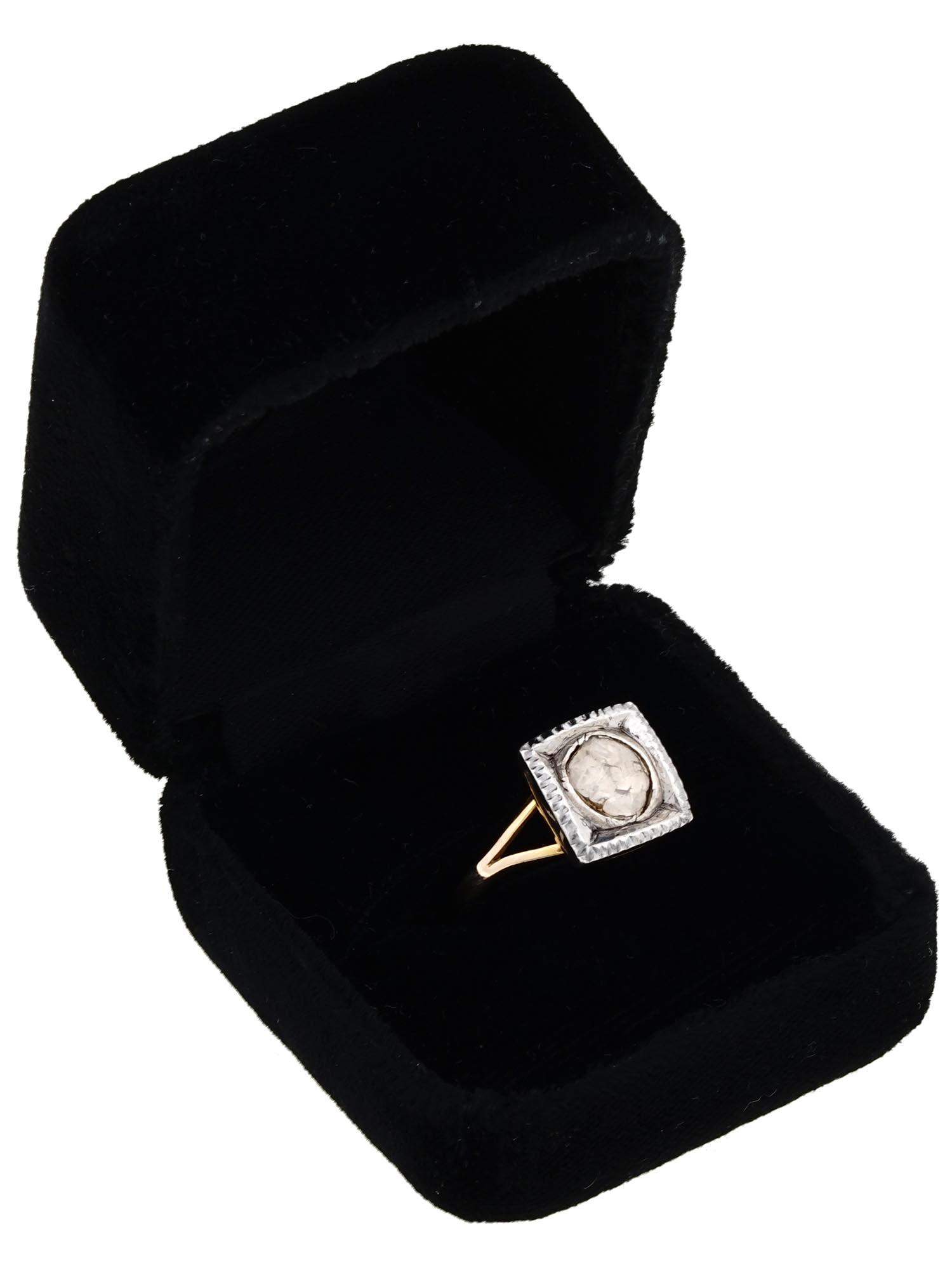 ANTIQUE ENGLISH 15K GOLD AND SILVER DIAMOND RING (1 of 5)