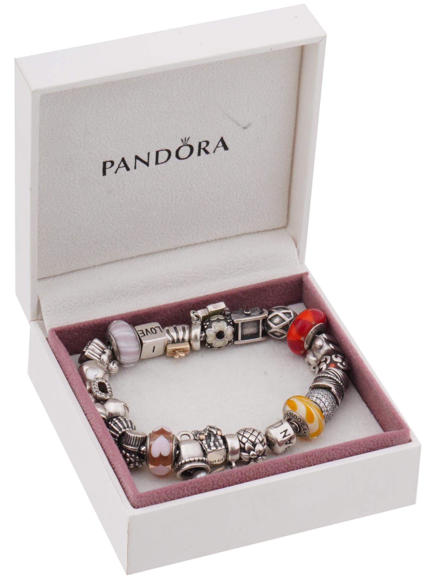 Pandora Bracelet W Silver And Gold Brand Charms