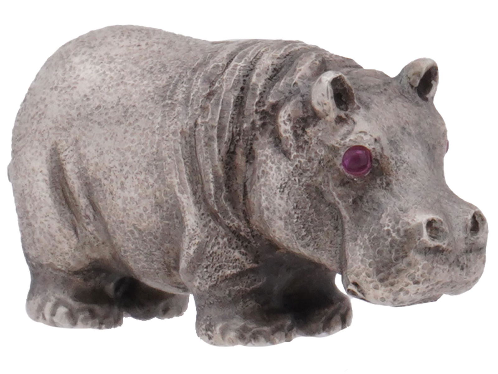 RUSSIAN 84 SILVER FIGURE OF HIPPO WITH RUBY EYES (1 of 6)