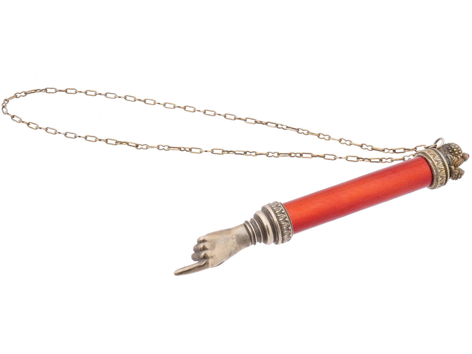 RUSSIAN JUDAICA SILVER ENAMEL YAD TORAH POINTER (1 of 6)