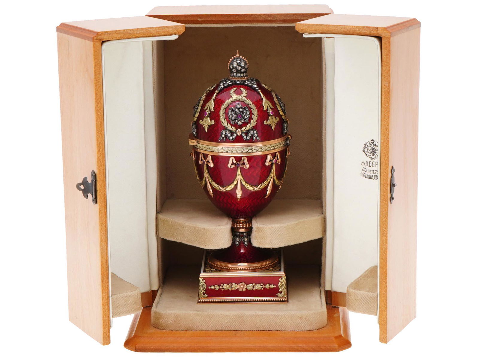 RUSSIAN 14K GOLD ENAMEL GEMSTONE EGG CASKET IOB (1 of 12)