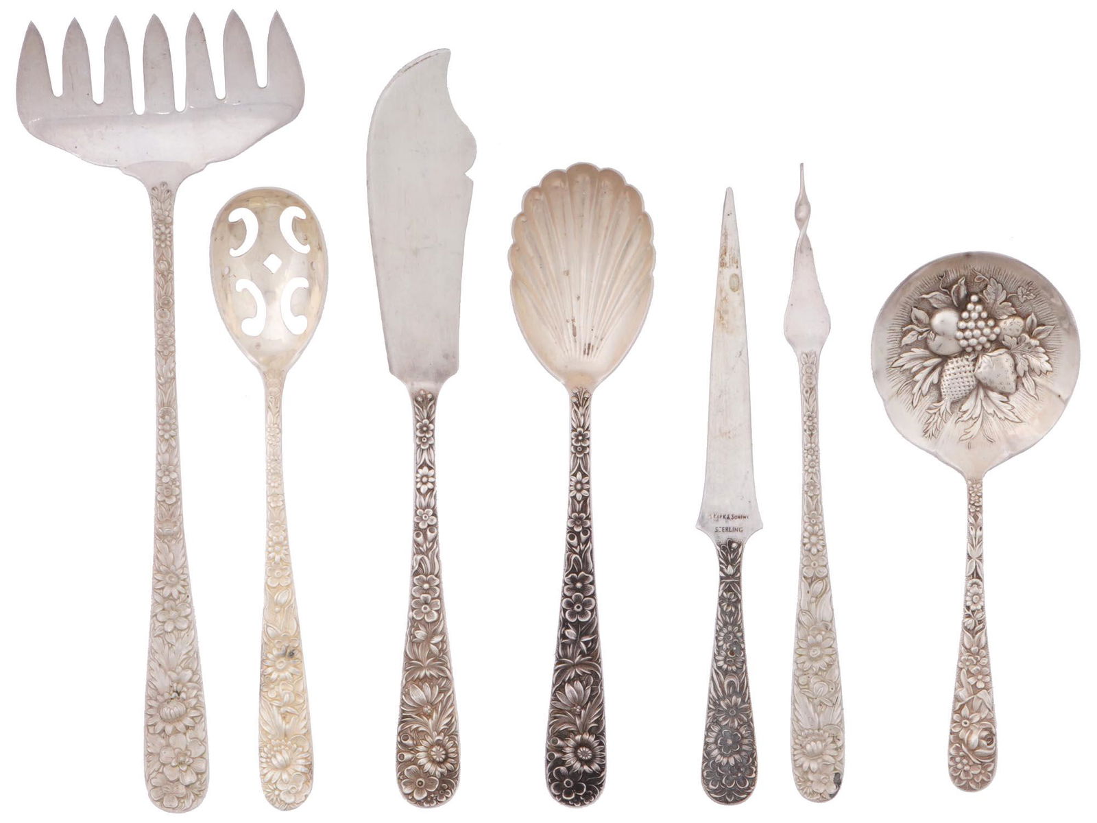 STERLING SILVER SERVING CUTLERY BY S KIRK AND SON (1 of 12)