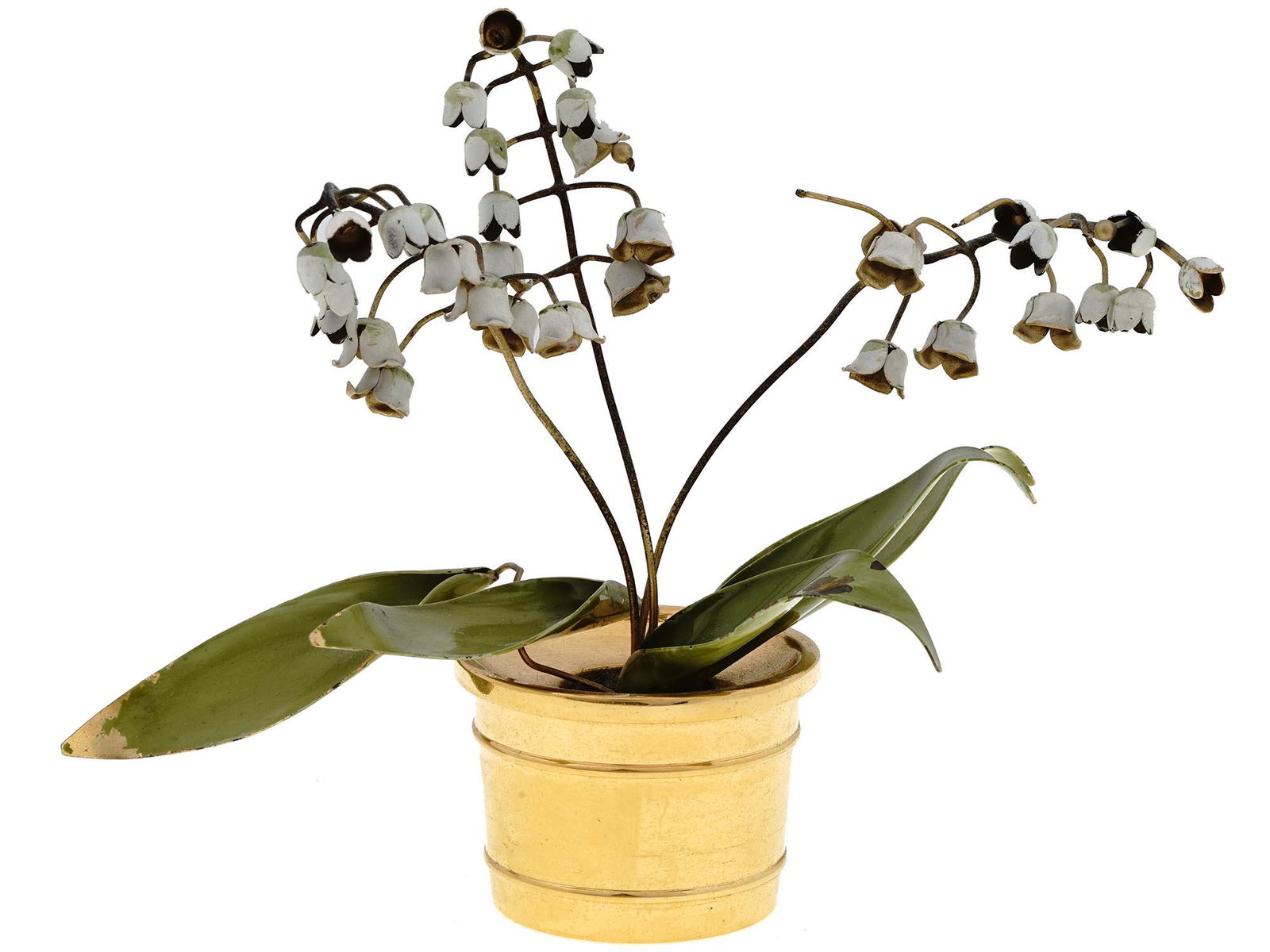 VTG GORHAM ENAMEL LILIES OF VALLEY IN SILVER POT (1 of 8)