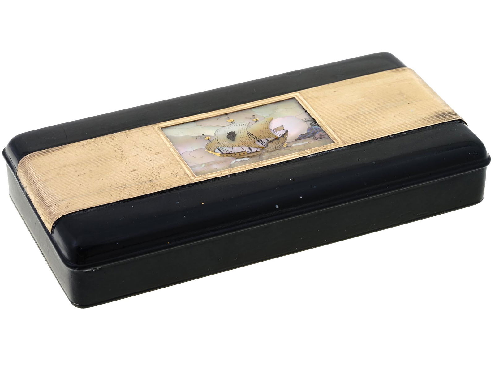 CARTIER GOLD AND SILVER BOX MOTHER OF PEARL INLAY (1 of 10)