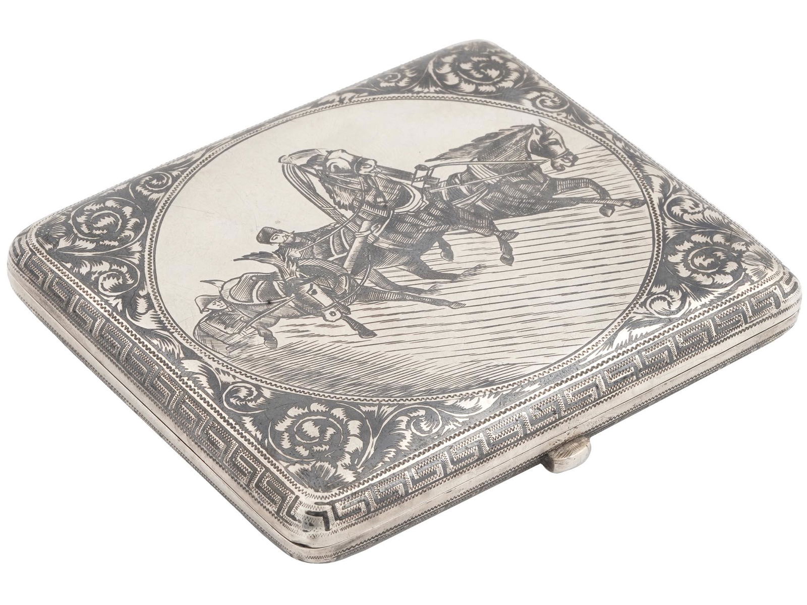 RUSSIAN 84 SILVER NIELLO ENGRAVED CIGARETTE CASE (1 of 7)