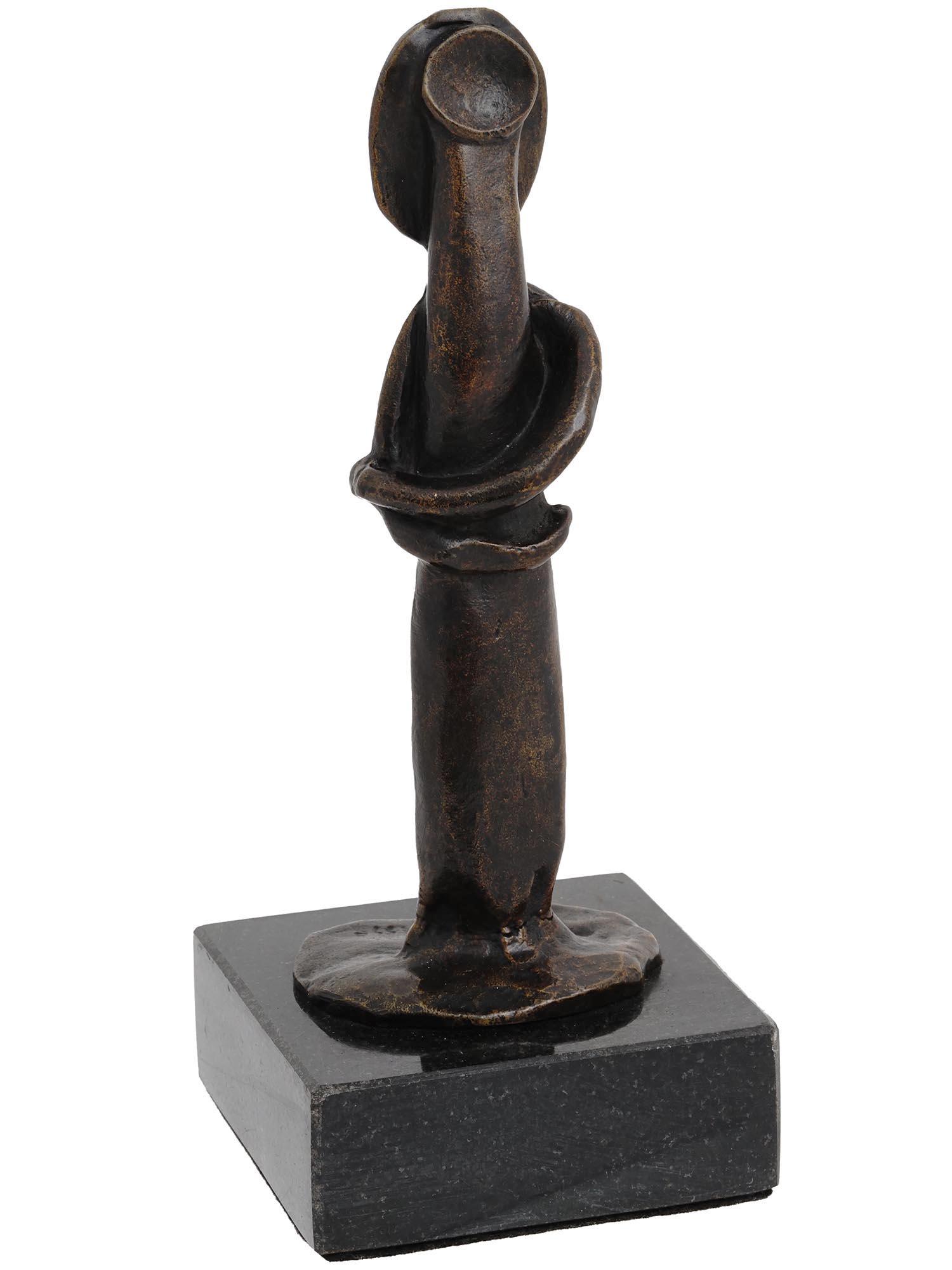 SPANISH WOMAN BRONZE SCULPTURE BY PABLO PICASSO: A vintage bronze with dark brown patina sculpture, Standing Woman, by Pablo Picasso, Spanish, 1881 to 1973. Circa: 1948. Signed, Picasso, on a base. Pablo Picasso was a Spanish painter, sculptor, prin