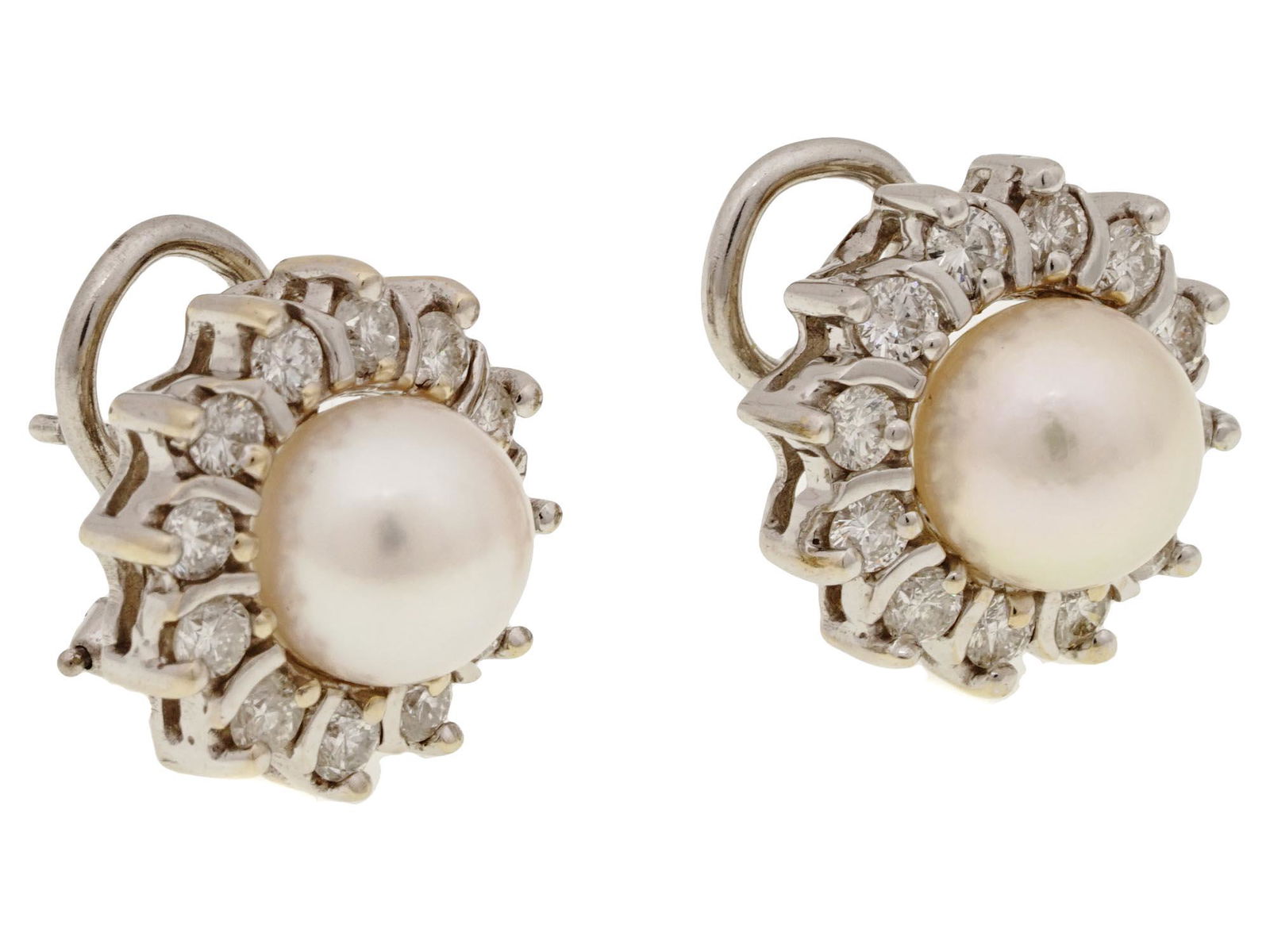 18K WHITE GOLD, PEARL AND DIAMONDS EARRINGS (1 of 7)