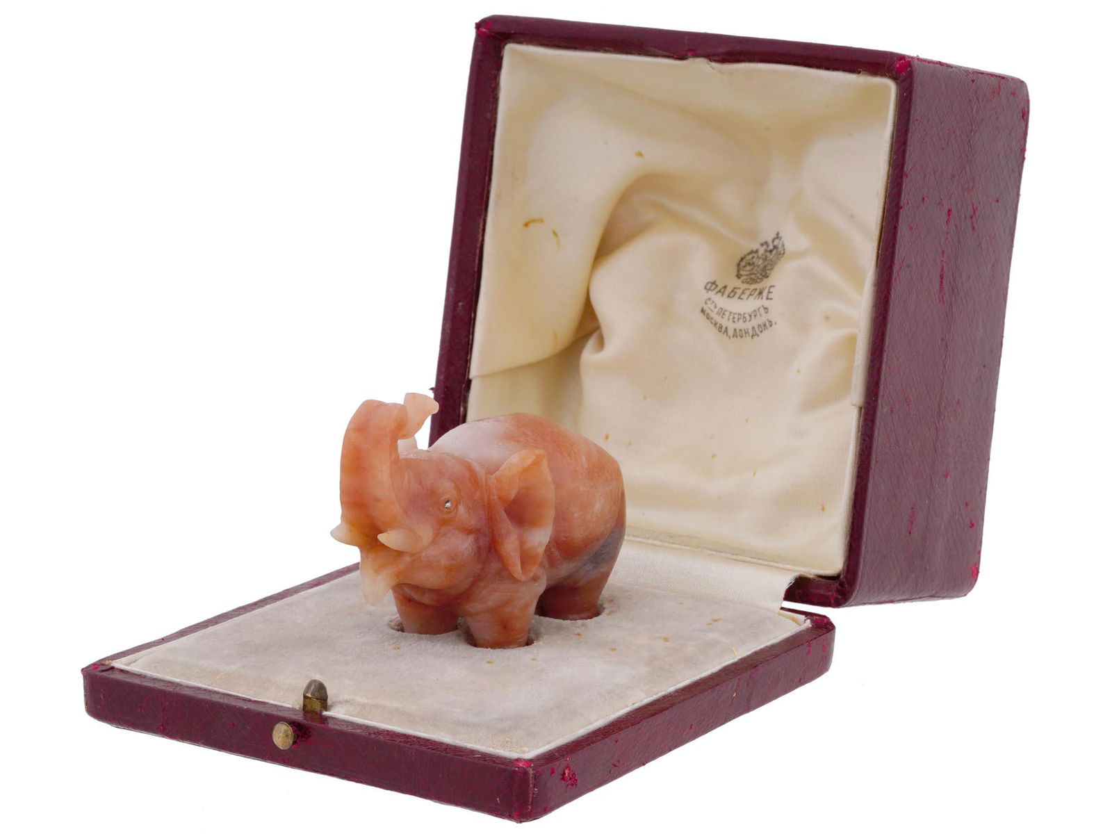 RUSSIAN FABERGE HAND CARVED AGATE ELEPHANT FIGURE (1 of 10)