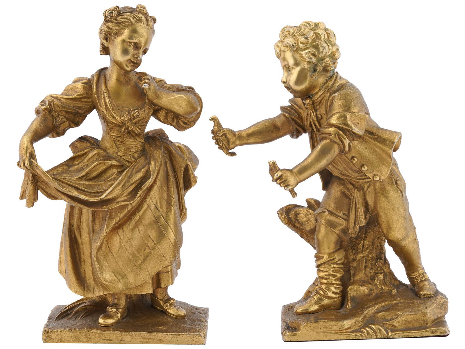 ANTIQUE 1880 FRENCH ROCOCO GILT BRONZE SCULPTURES (1 of 4)