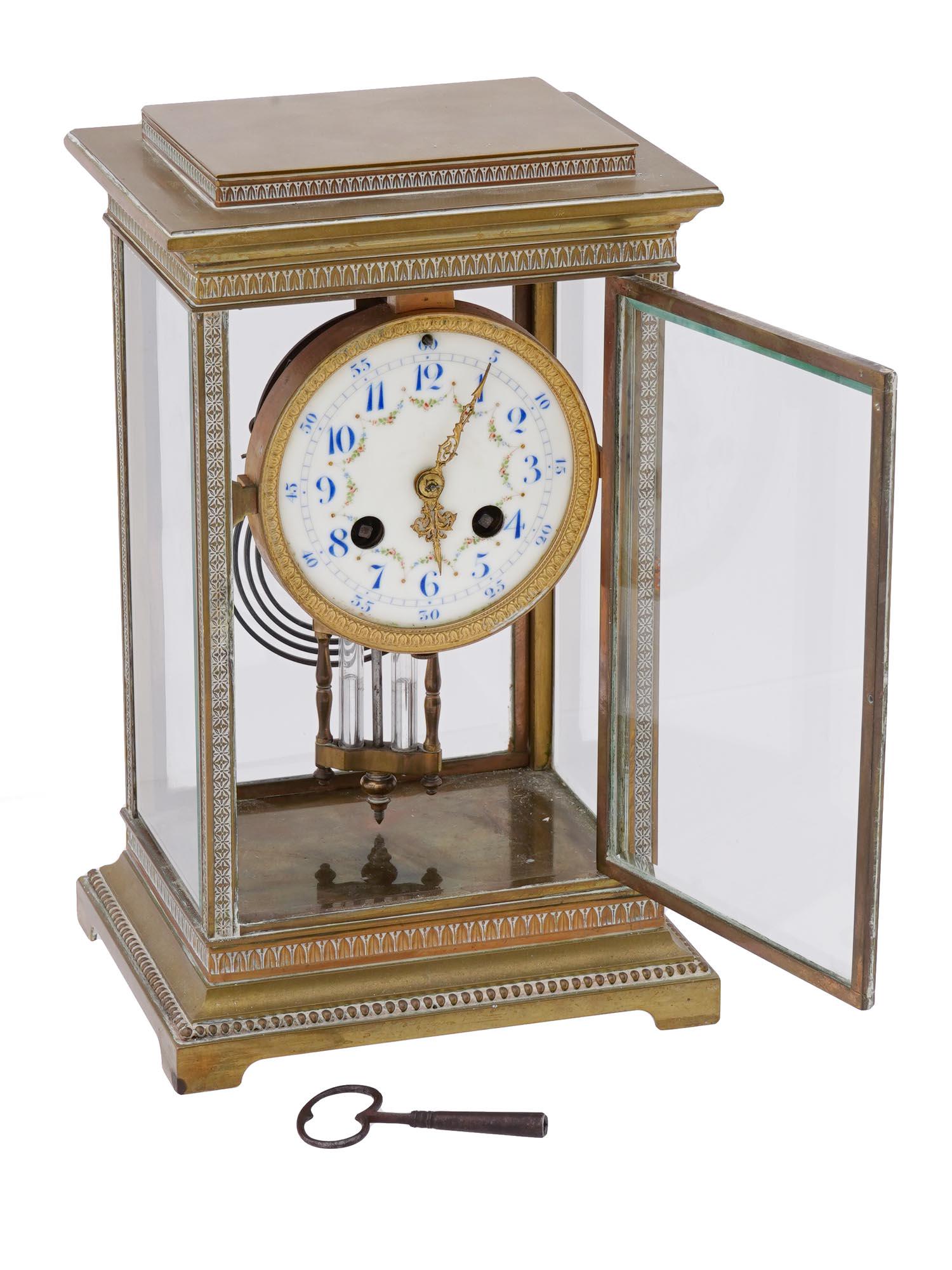 ANTIQUE FRENCH BRONZE CRYSTAL MANTEL CLOCK (1 of 5)