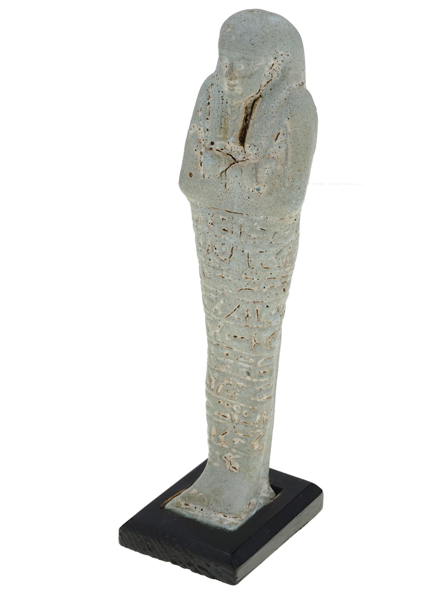 ANCIENT EGYPTIAN PTOLEMAIC MUMMI FAIENCE SHABTI (1 of 8)