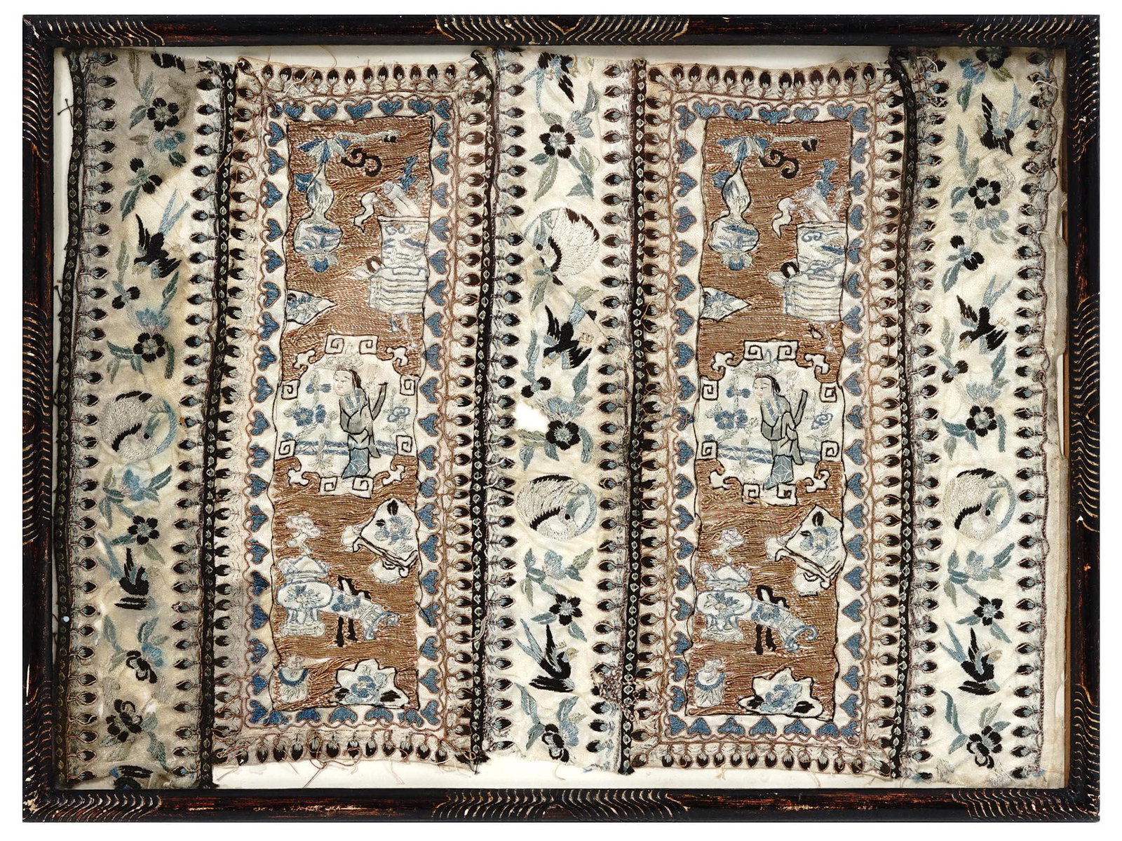 CHINESE EMBROIDERED WATERCOLOR PAINTING ON SILK (1 of 6)