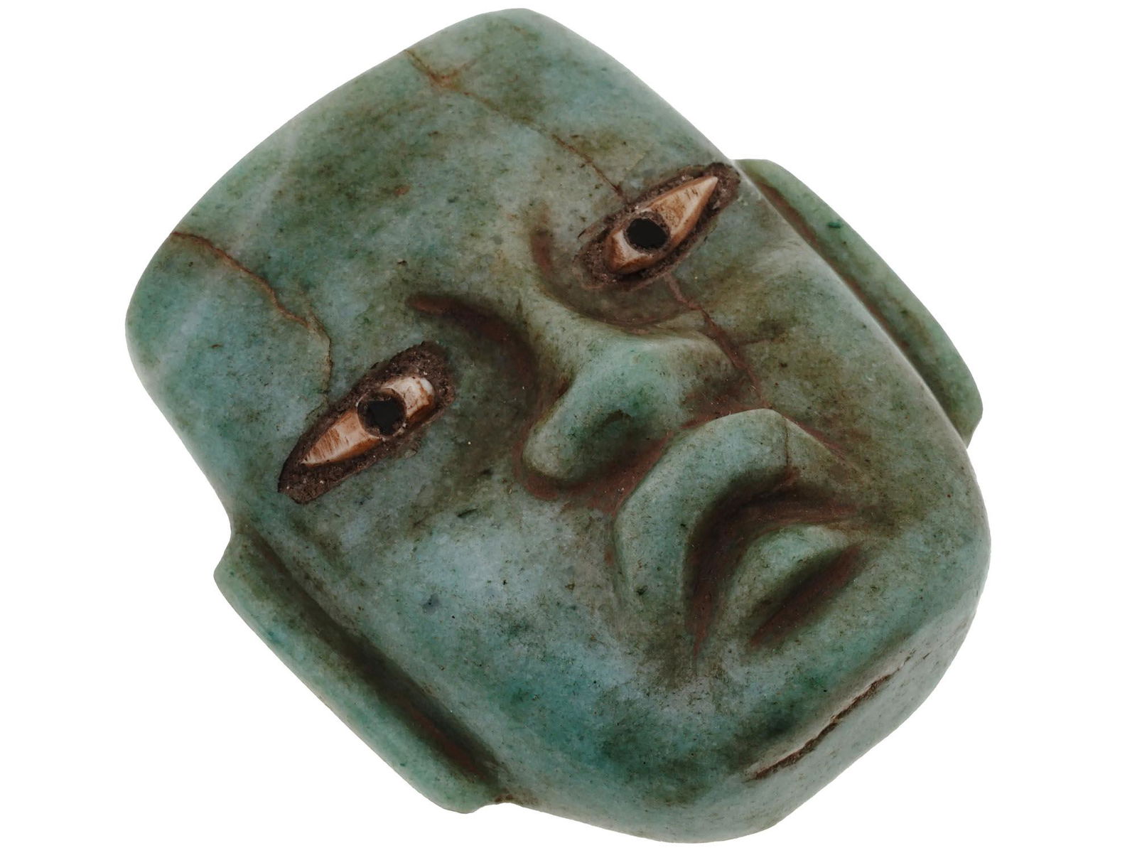 PRE COLUMBIAN OLMEC HAND CARVED JADE FACE MASK (1 of 5)