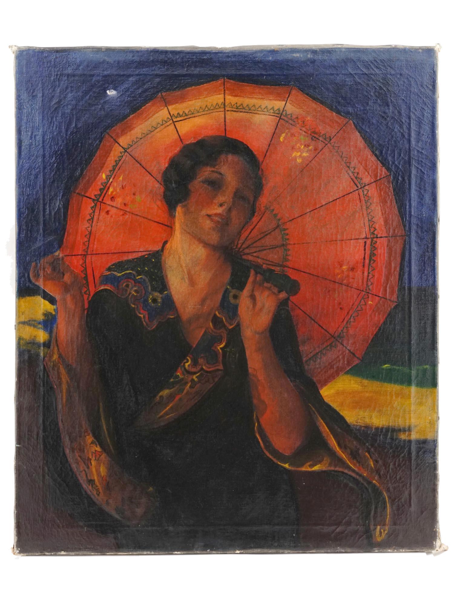 ART DECO OIL ON CANVAS PAINTING BY GENE PRESSLER (1 of 5)