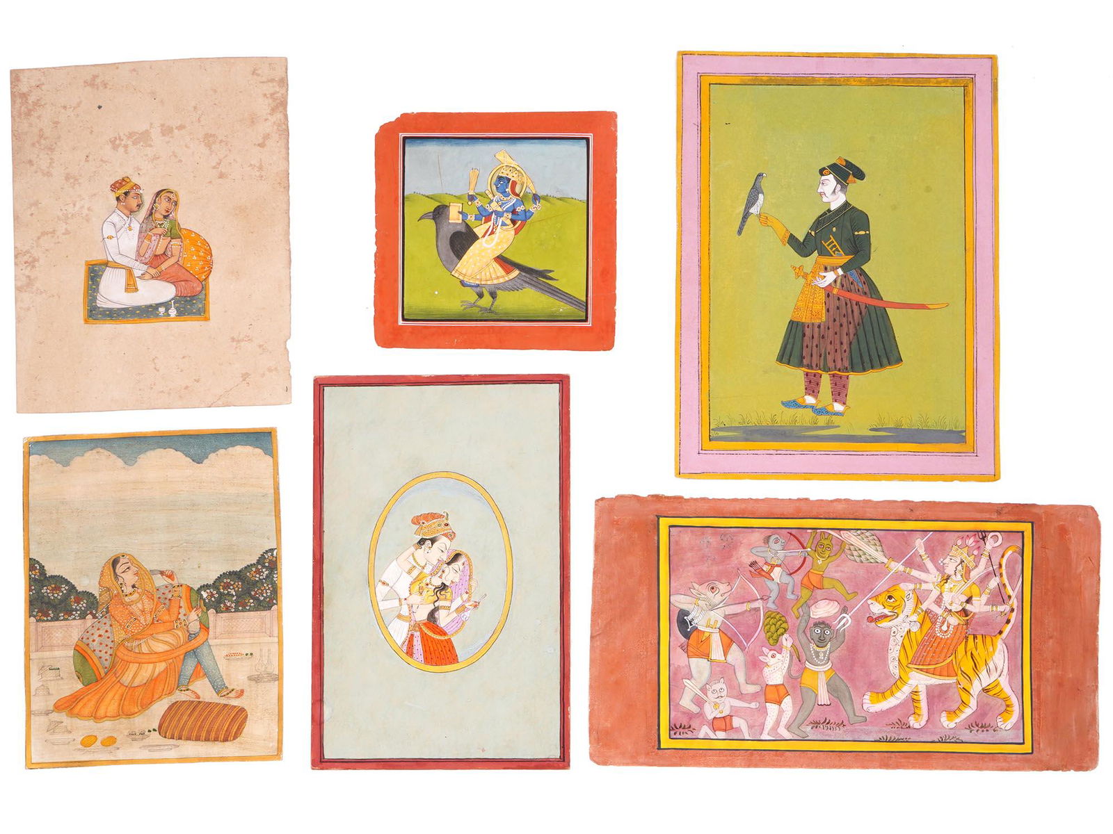 ANTIQUE INDIAN MUGHAL EMPIRE MINIATURE PAINTINGS (1 of 2)