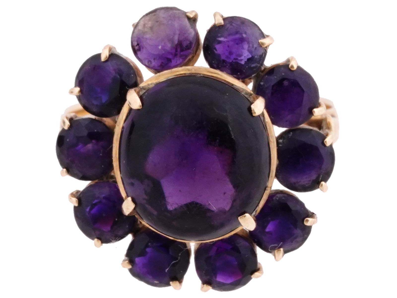 14K YELLOW GOLD AND AMETHYST CLUSTER LADIES RING (1 of 4)
