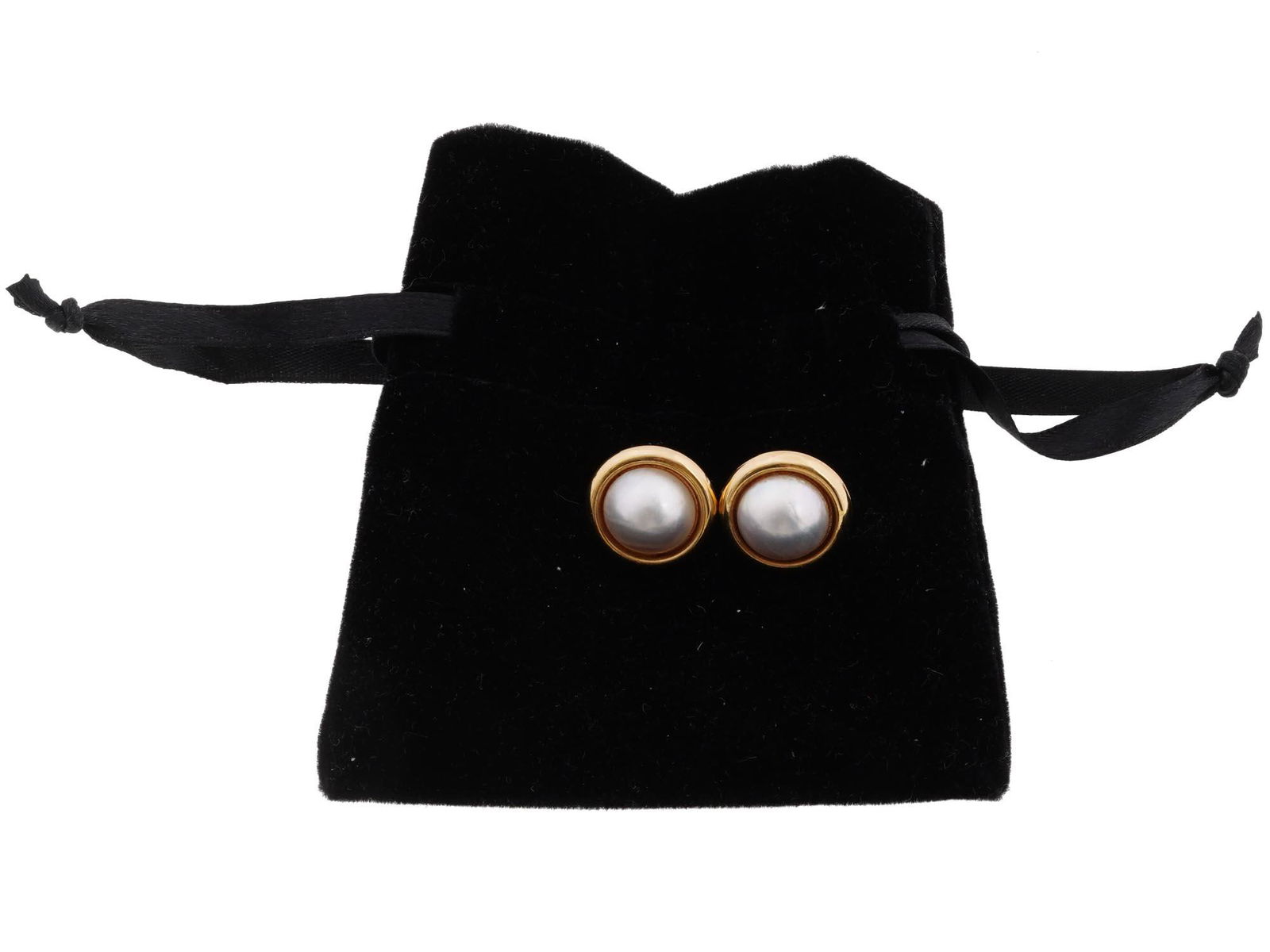VINTAGE 18K GOLD AND CULTURED PEARL STUD EARRINGS (1 of 6)
