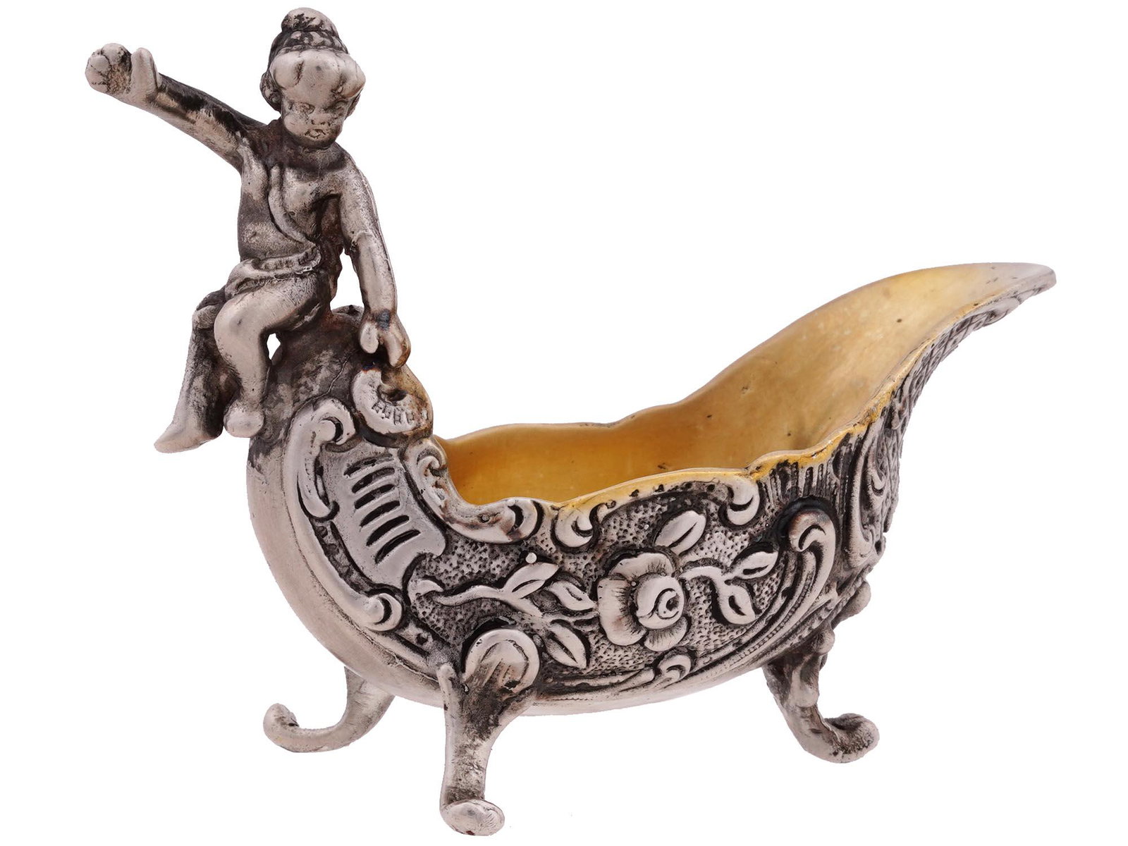 RUSSIAN GILT SILVER SALT CELLAR WITH A PUTTO (1 of 7)