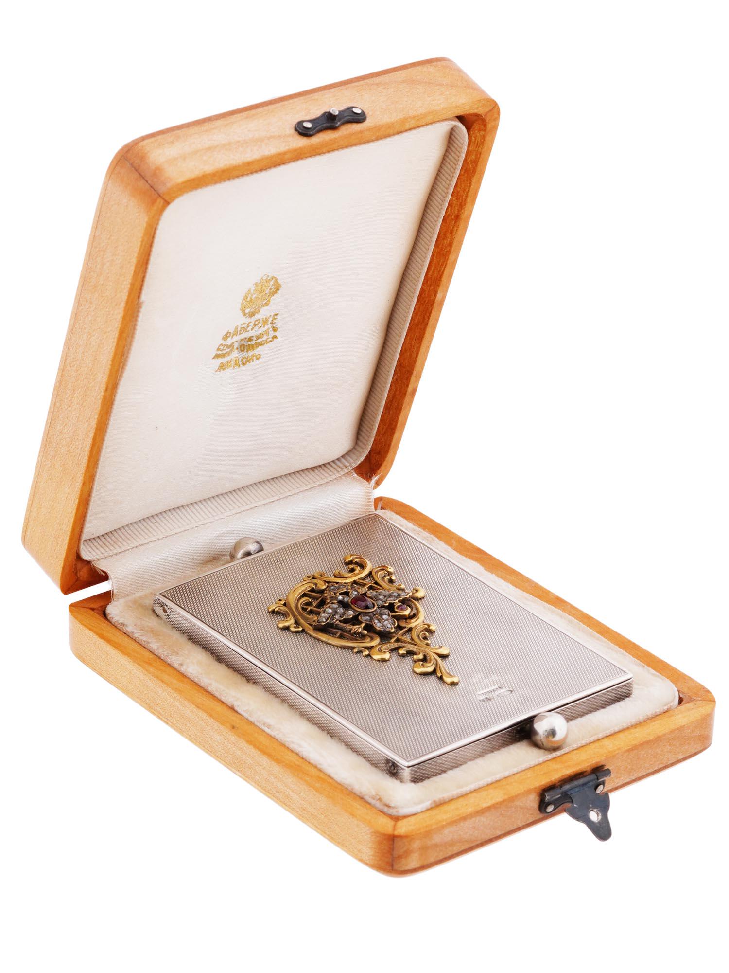 ANTIQUE RUSSIAN SILVER GEMSTONE CASE WITH COUNTER (1 of 9)