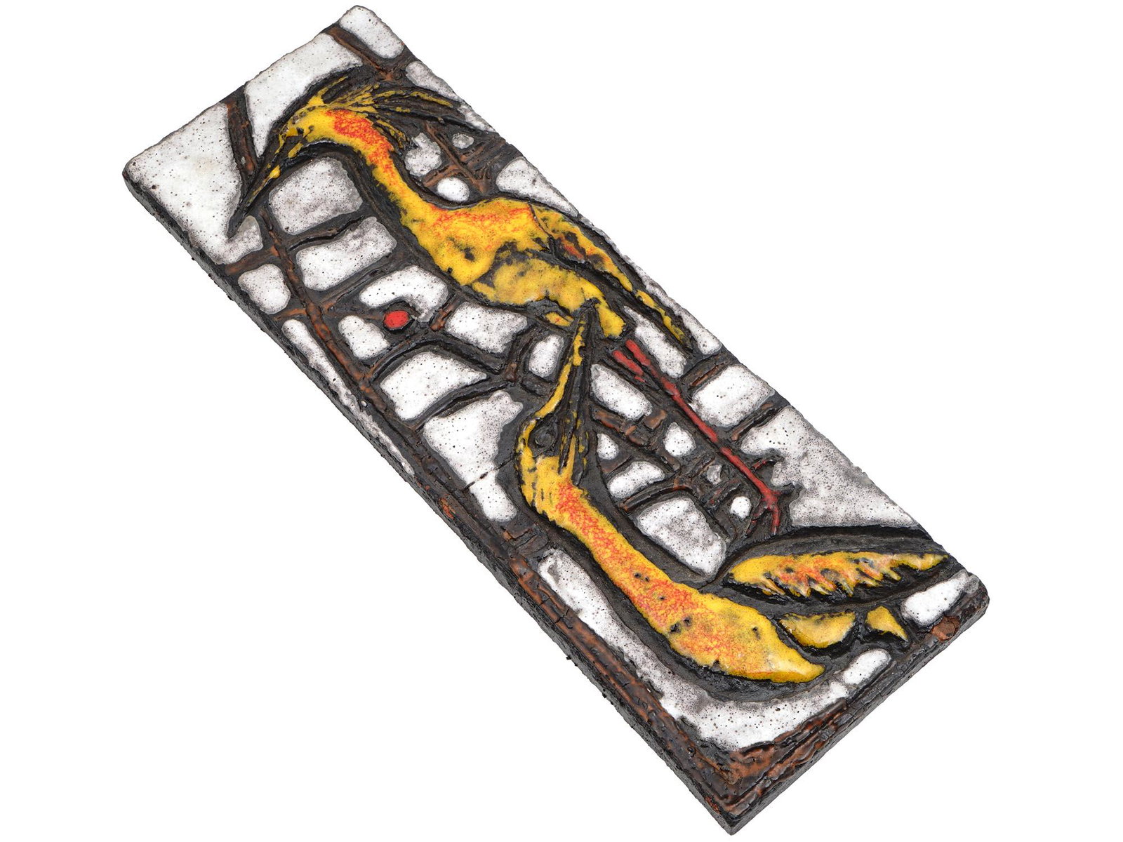 VINTAGE HANDMADE GLAZED RELIEF BIRDS WALL PLAQUE (1 of 5)