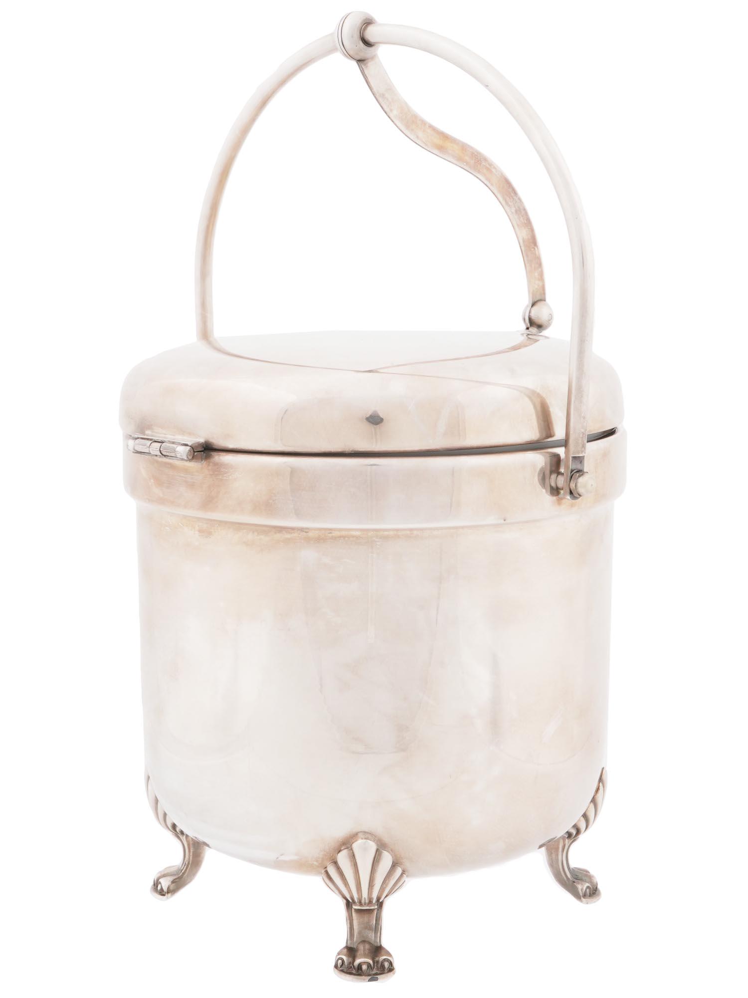 PORCELAIN SILVER PLATED ICE BASKET BY F B ROGERS (1 of 8)