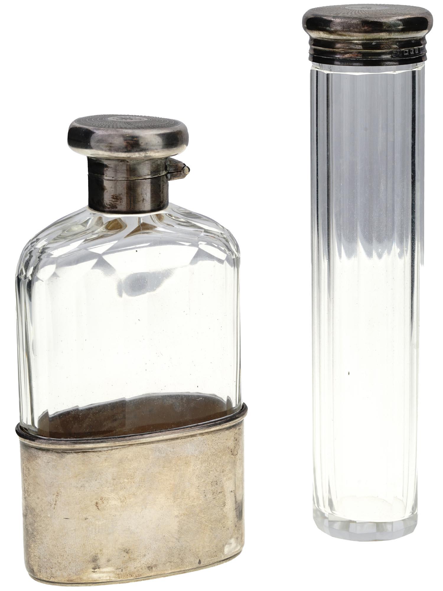 ANTIQUE ENGLISH GLASS SILVER PALTED GLASS BOTTLES (1 of 10)