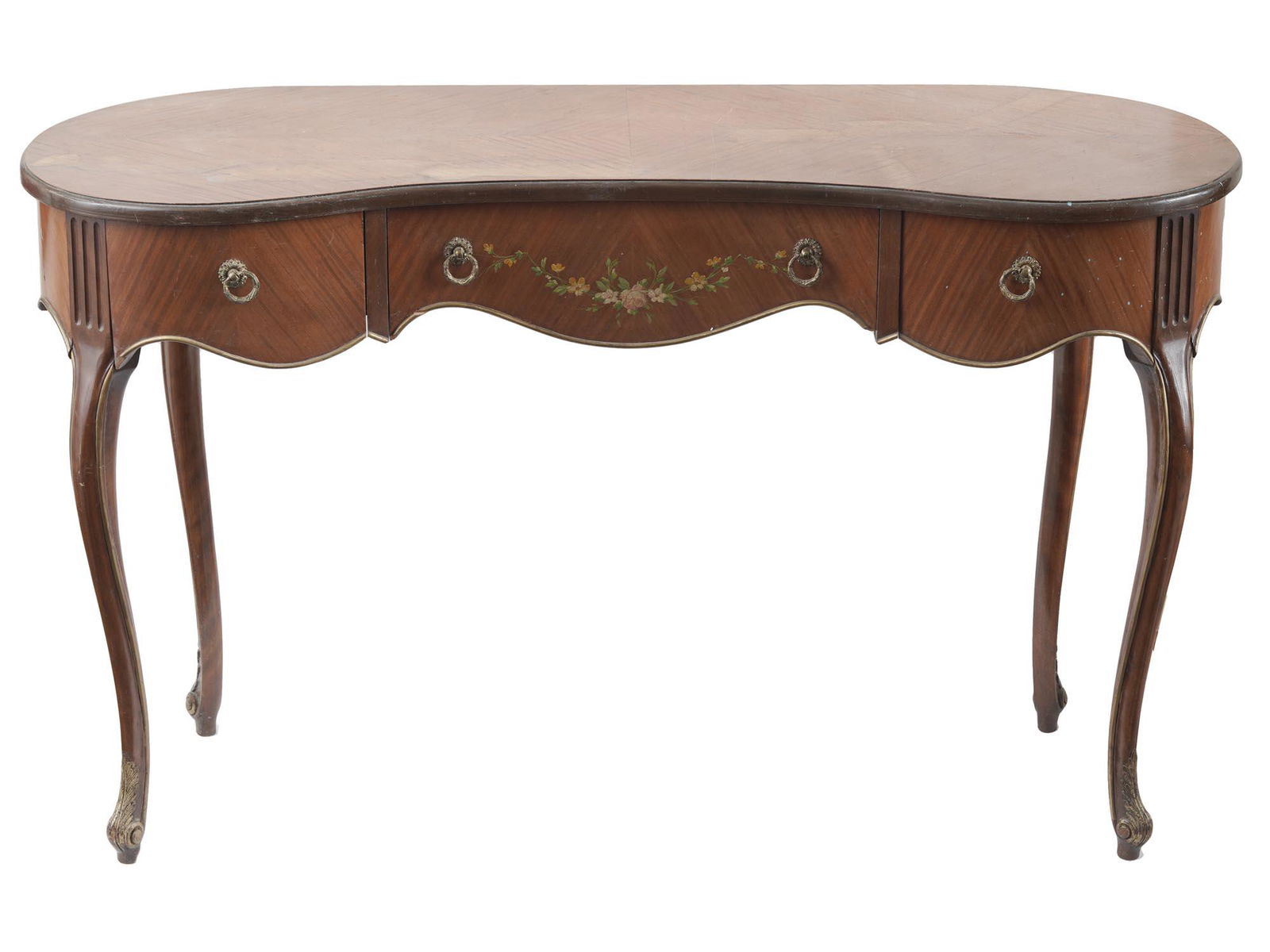 HAND CARVED AND PAINTED WOODEN TABLE WITH DRAWERS (1 of 8)