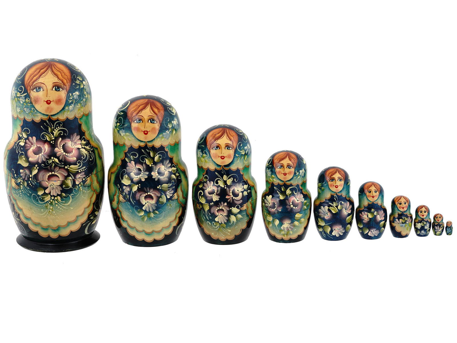 VINTAGE RUSSIAN HAND PAINTED WOOD MATRYOSHKA DOLL (1 of 7)