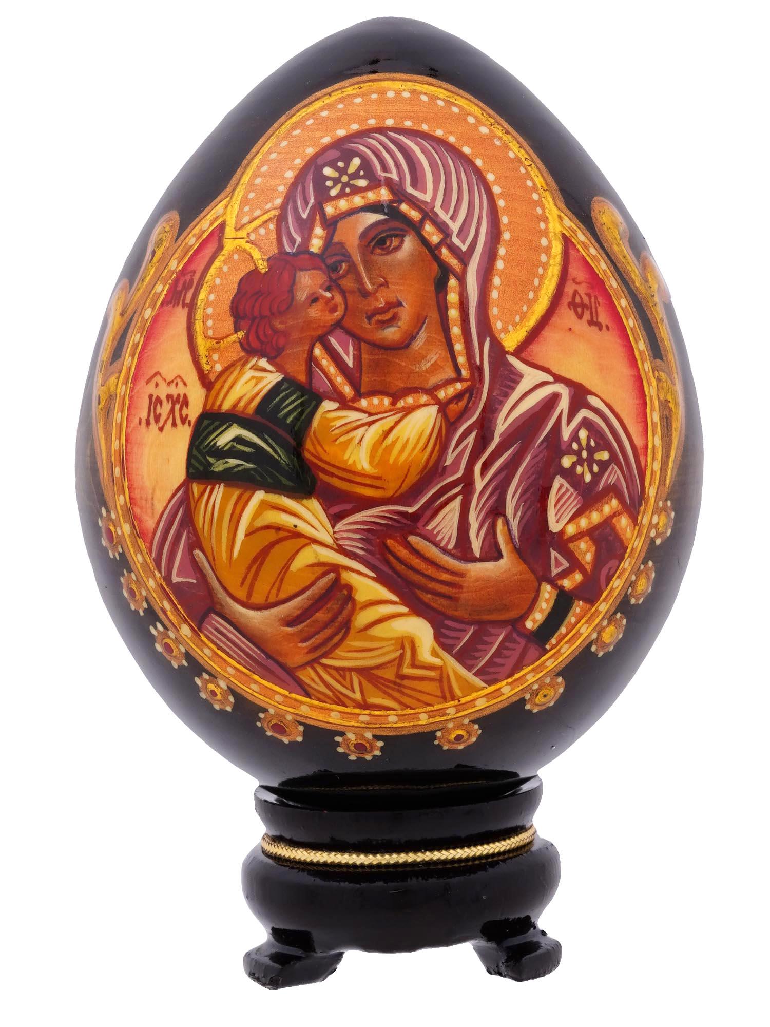 RUSSIAN LACQUERED EASTER EGG WITH MINIATURE ICON (1 of 8)