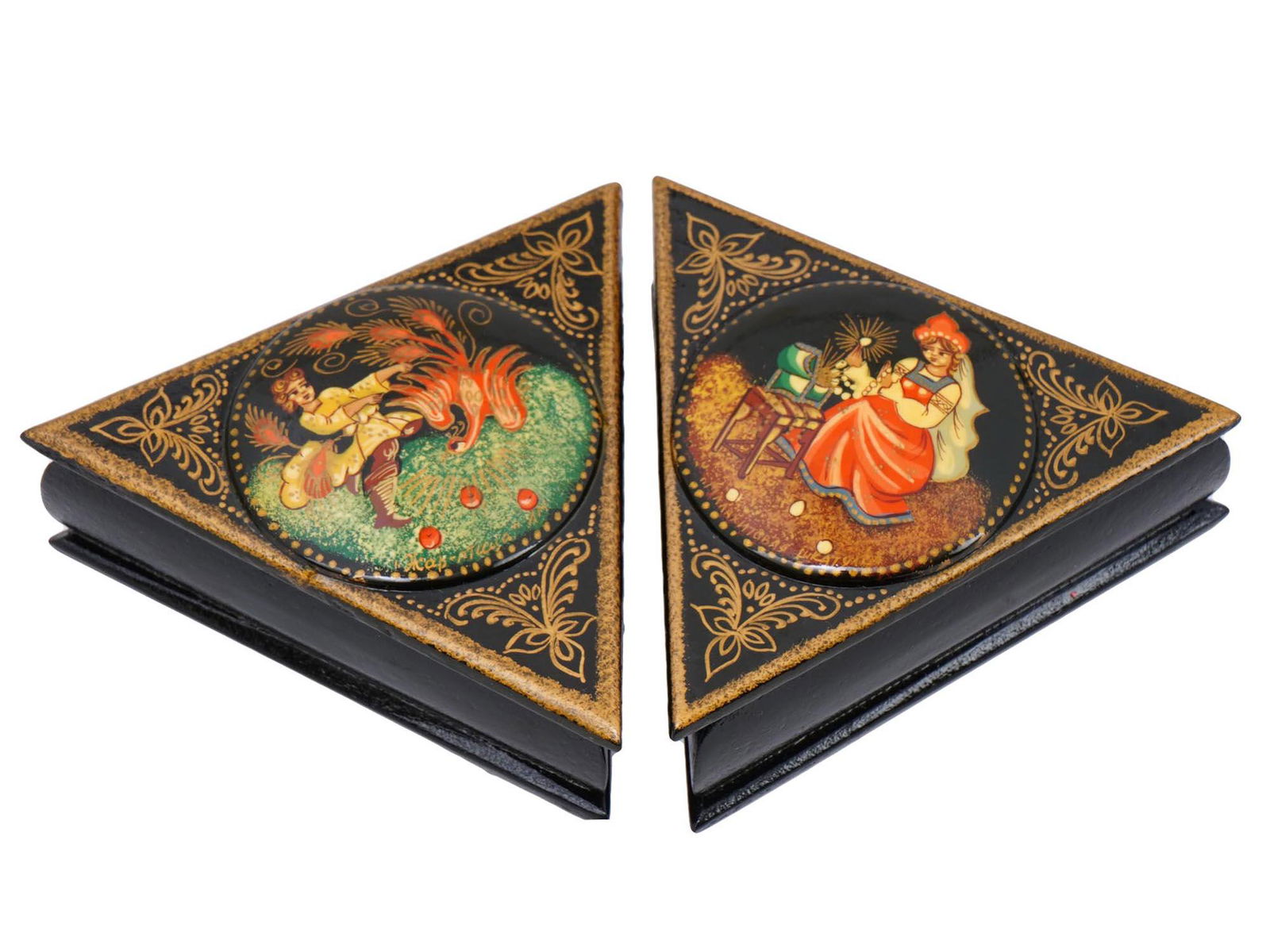 RUSSIAN LACQUER TRINKET BOXES W FOLK TALE HEROES (1 of 8)