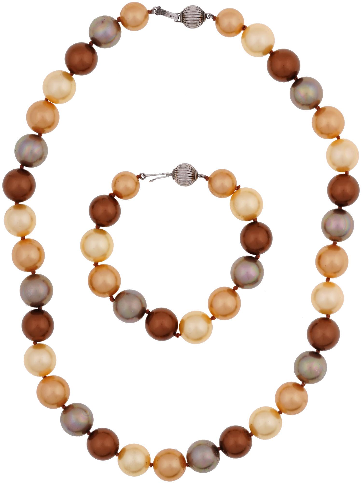 MULTICOLOR CULTURED PEARL NECKLACE AND BRACELET (1 of 3)